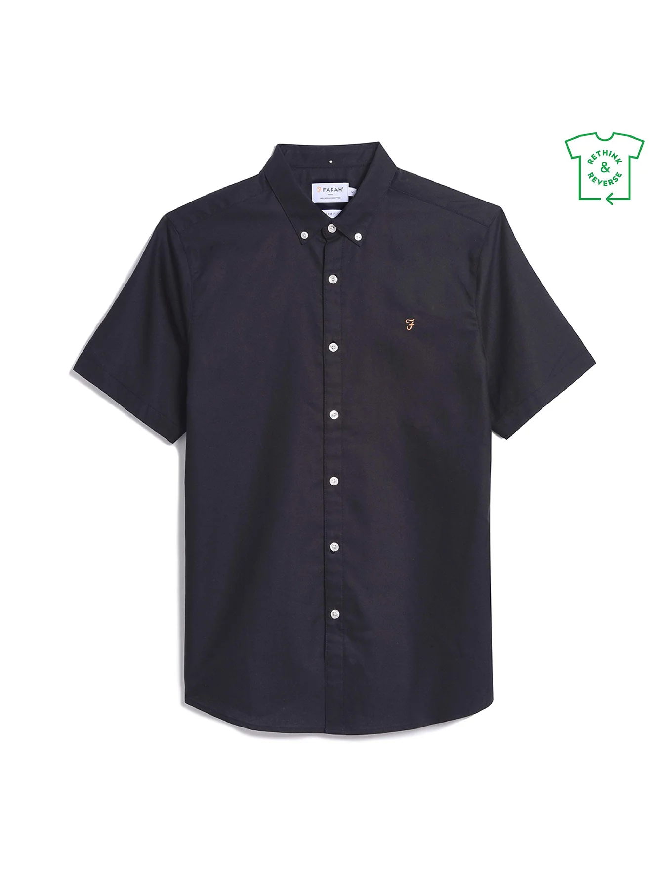 Brewer Short Sleeve Oxford Shirt In Navy - Image 5
