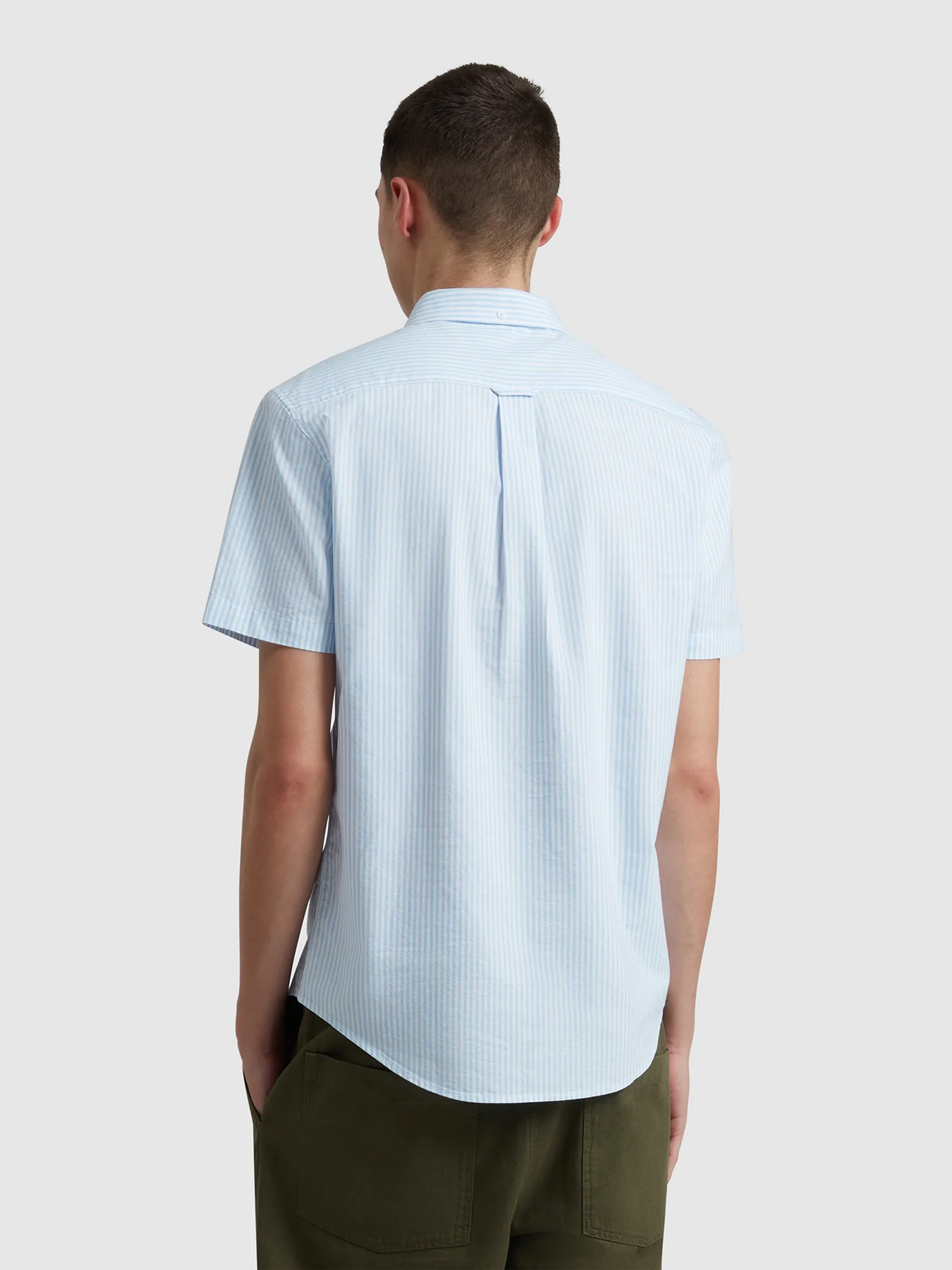 Brewer Stripe Short Sleeve Shirt In Sky Blue - Image 3