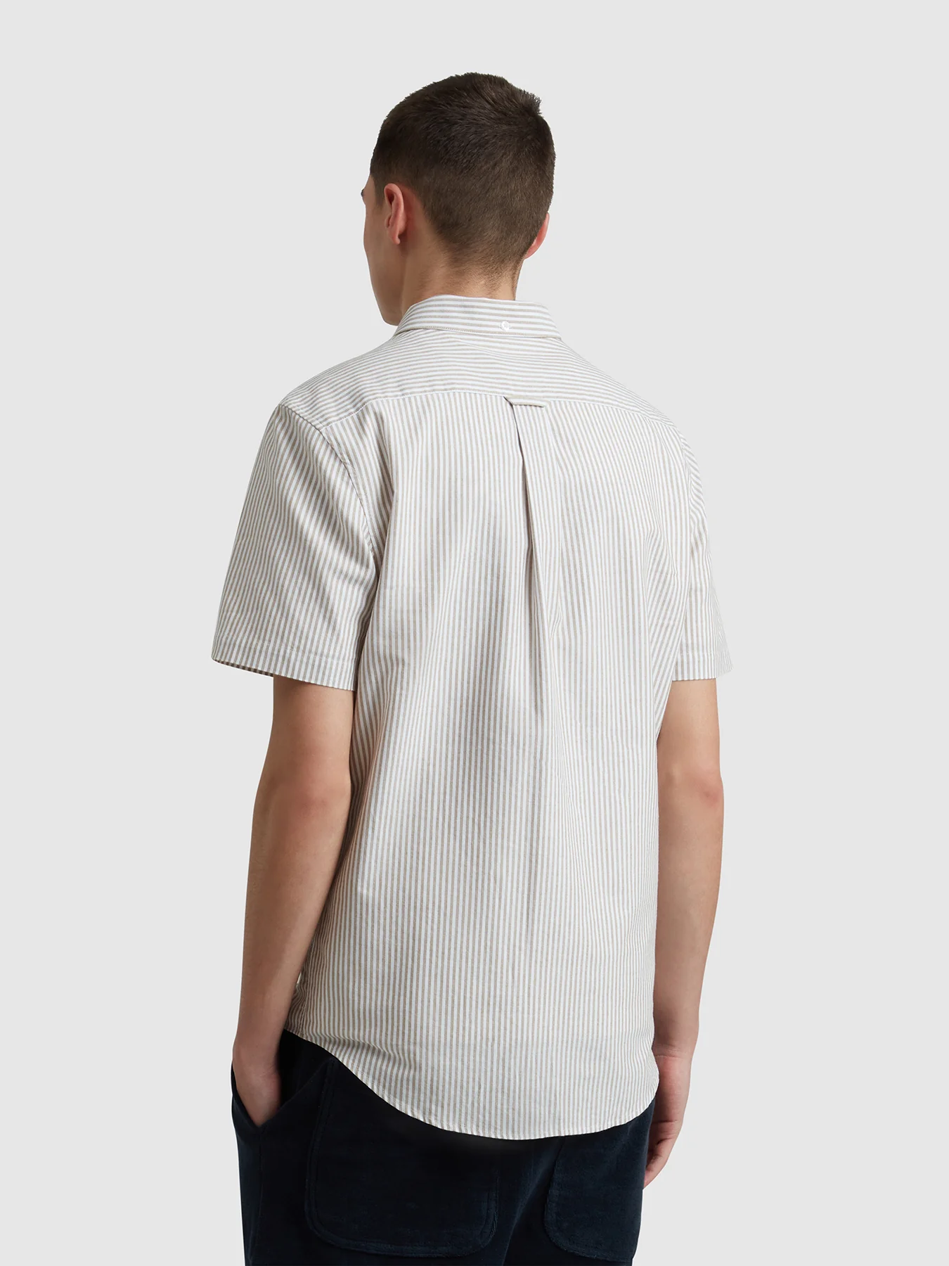 Brewer Stripe Short Sleeve Shirt In Stained Oak - Image 3