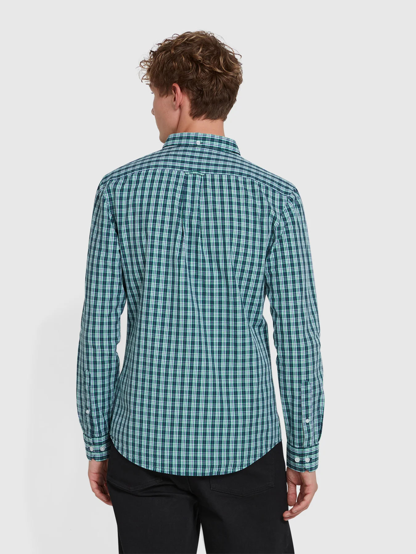 Carlson Check Shirt In Moss Green - Image 3