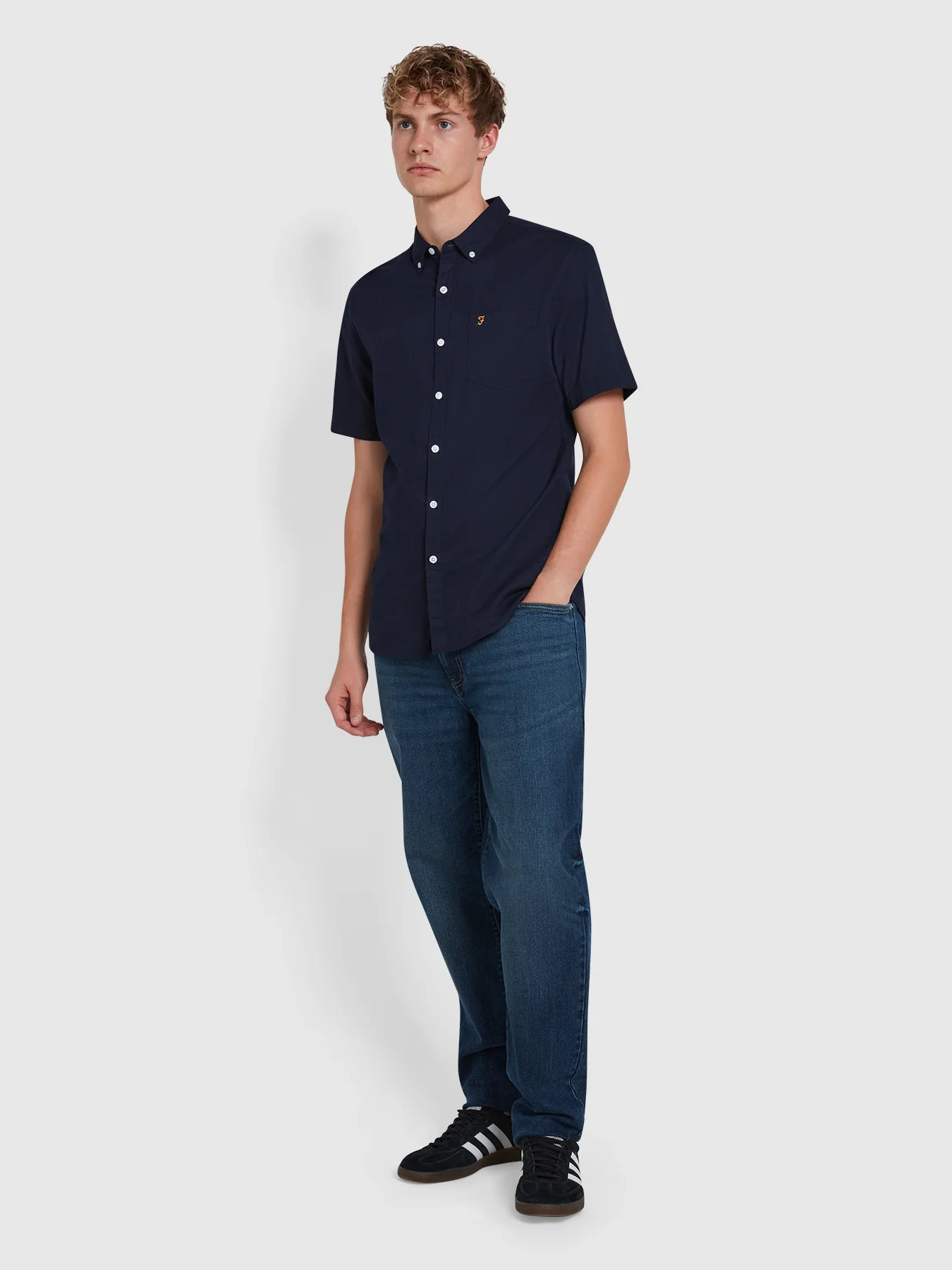 Carlson Short Sleeve Shirt In True Navy - Image 2