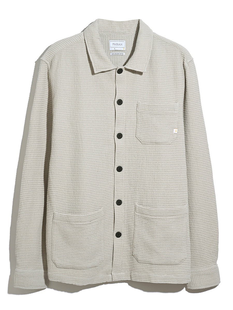 Castlefield Waffle Overshirt In White Smoke - Image 5