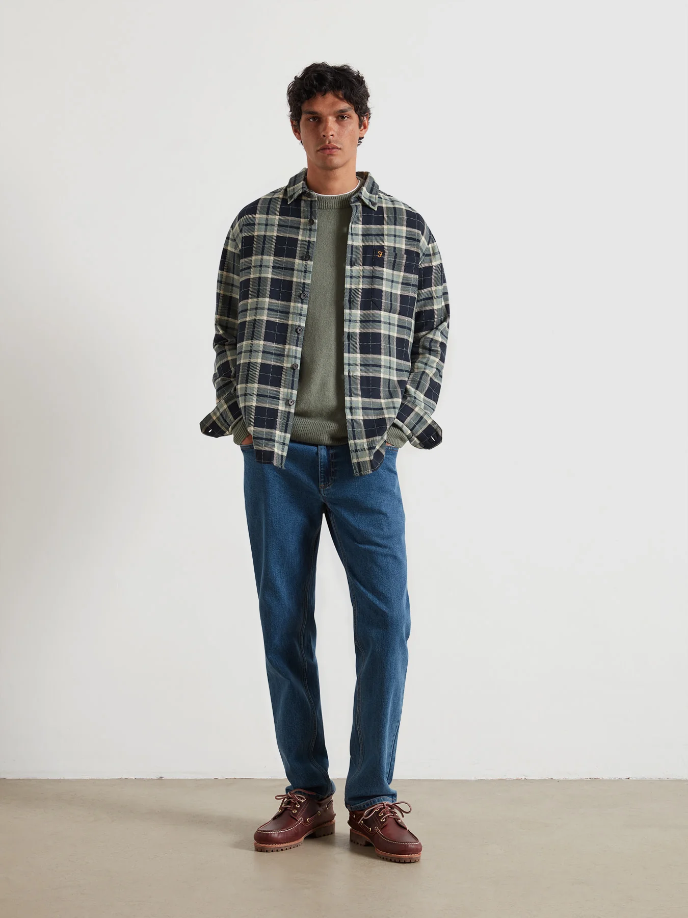 Christian Check Overshirt In Tarragon Green - Image 2
