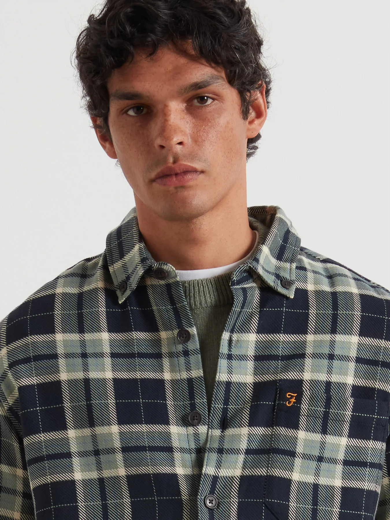 Christian Check Overshirt In Tarragon Green - Image 4
