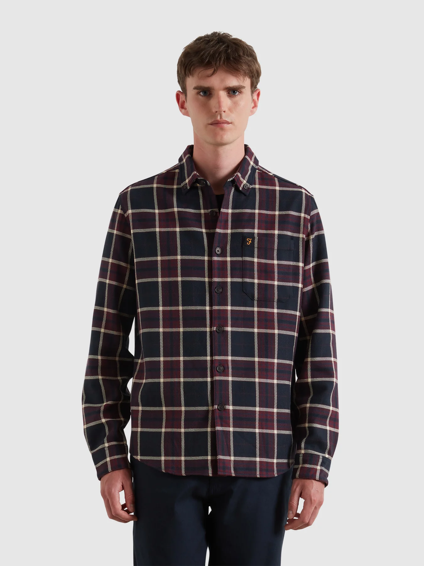 Christian Check Overshirt In Bordeaux