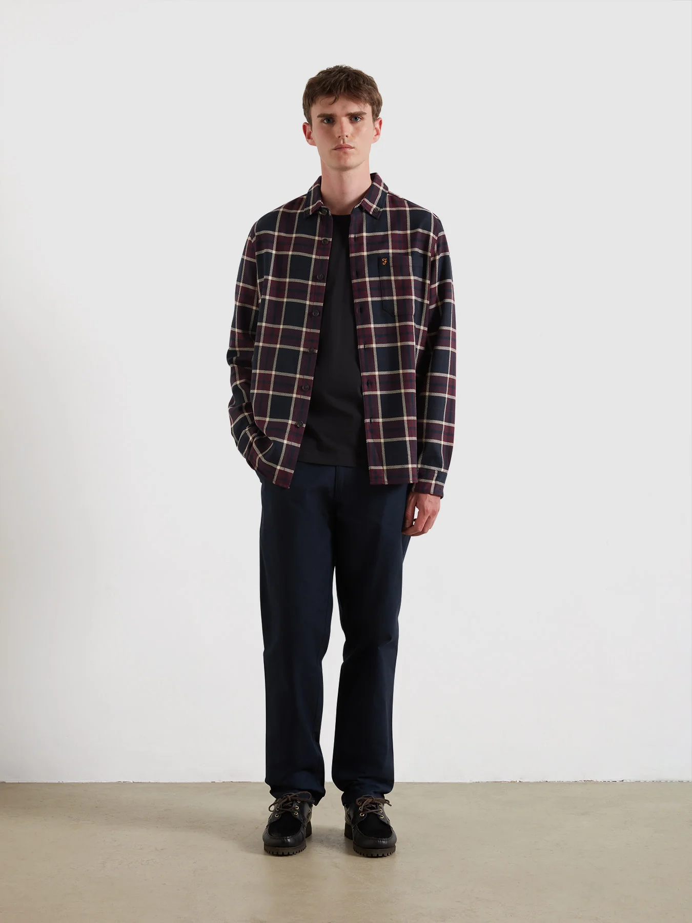 Christian Check Overshirt In Bordeaux - Image 2