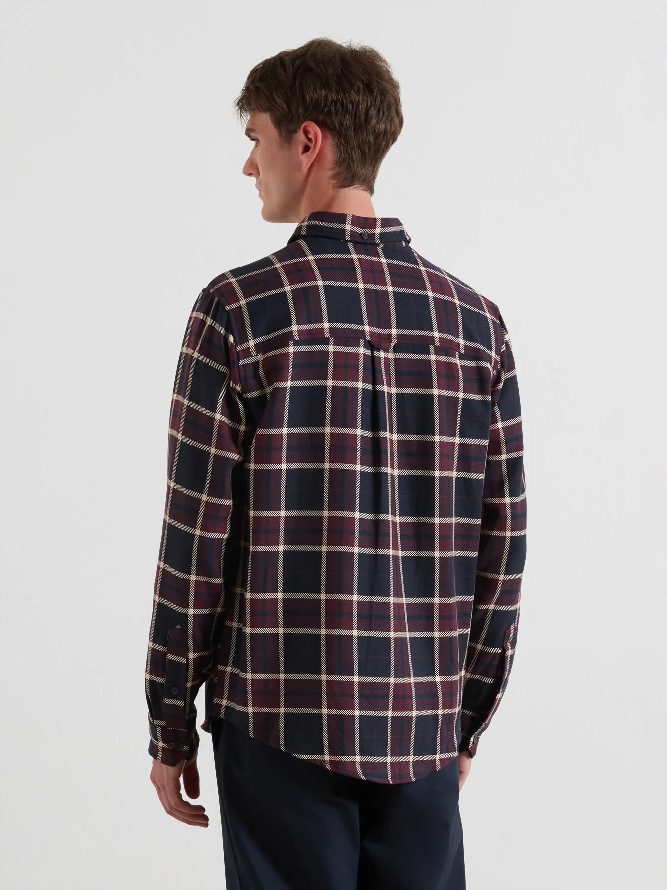 Christian Check Overshirt In Bordeaux - Image 3