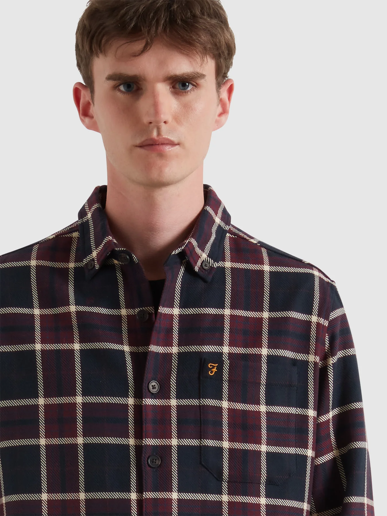 Christian Check Overshirt In Bordeaux - Image 4