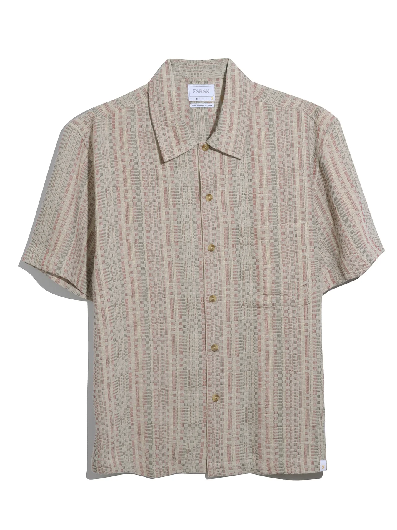Clarence Jacquard Short Sleeve Shirt In Dusty Red - Image 5