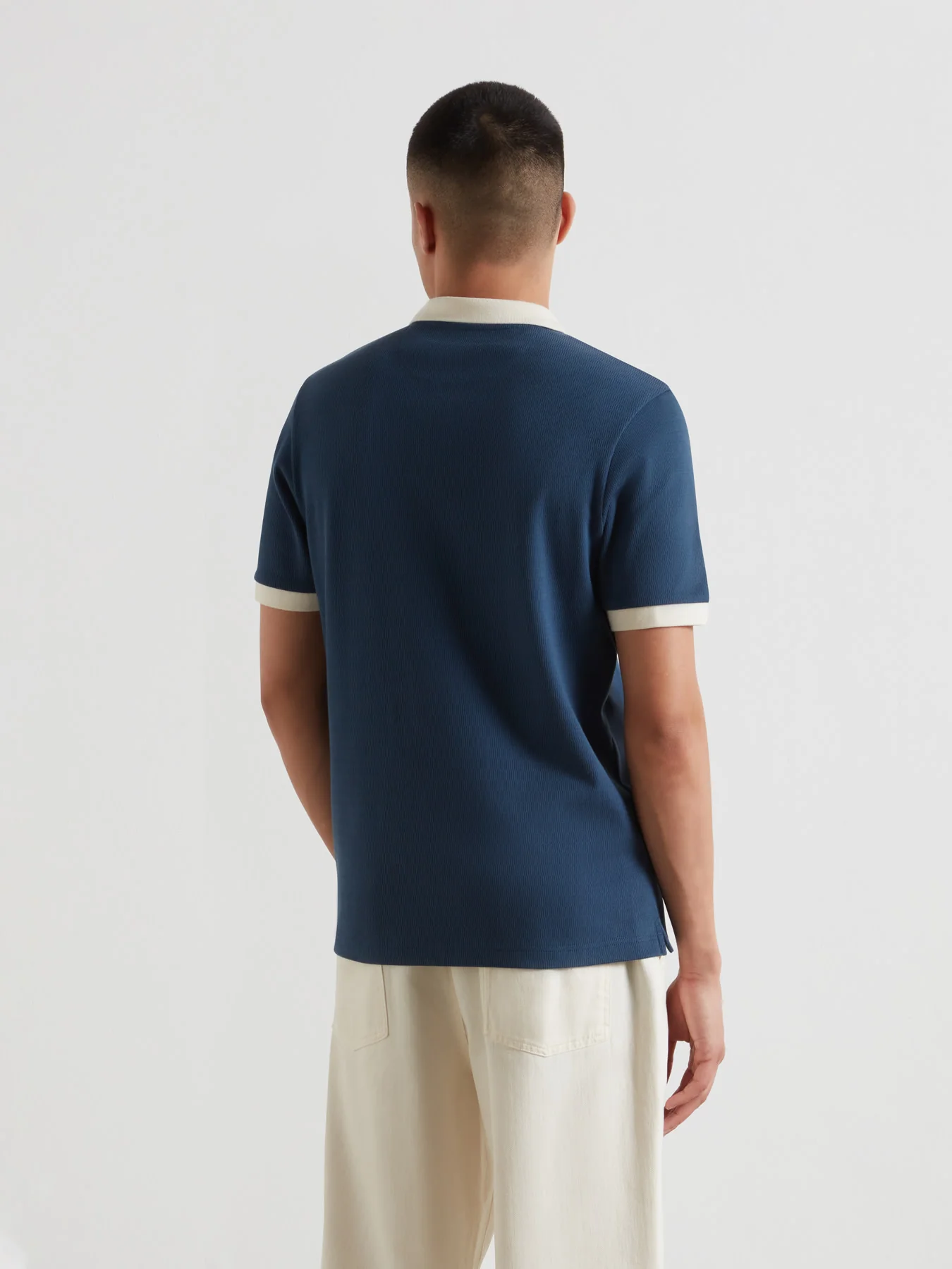 Clement Textured Polo Shirt In Aegean Blue - Image 3