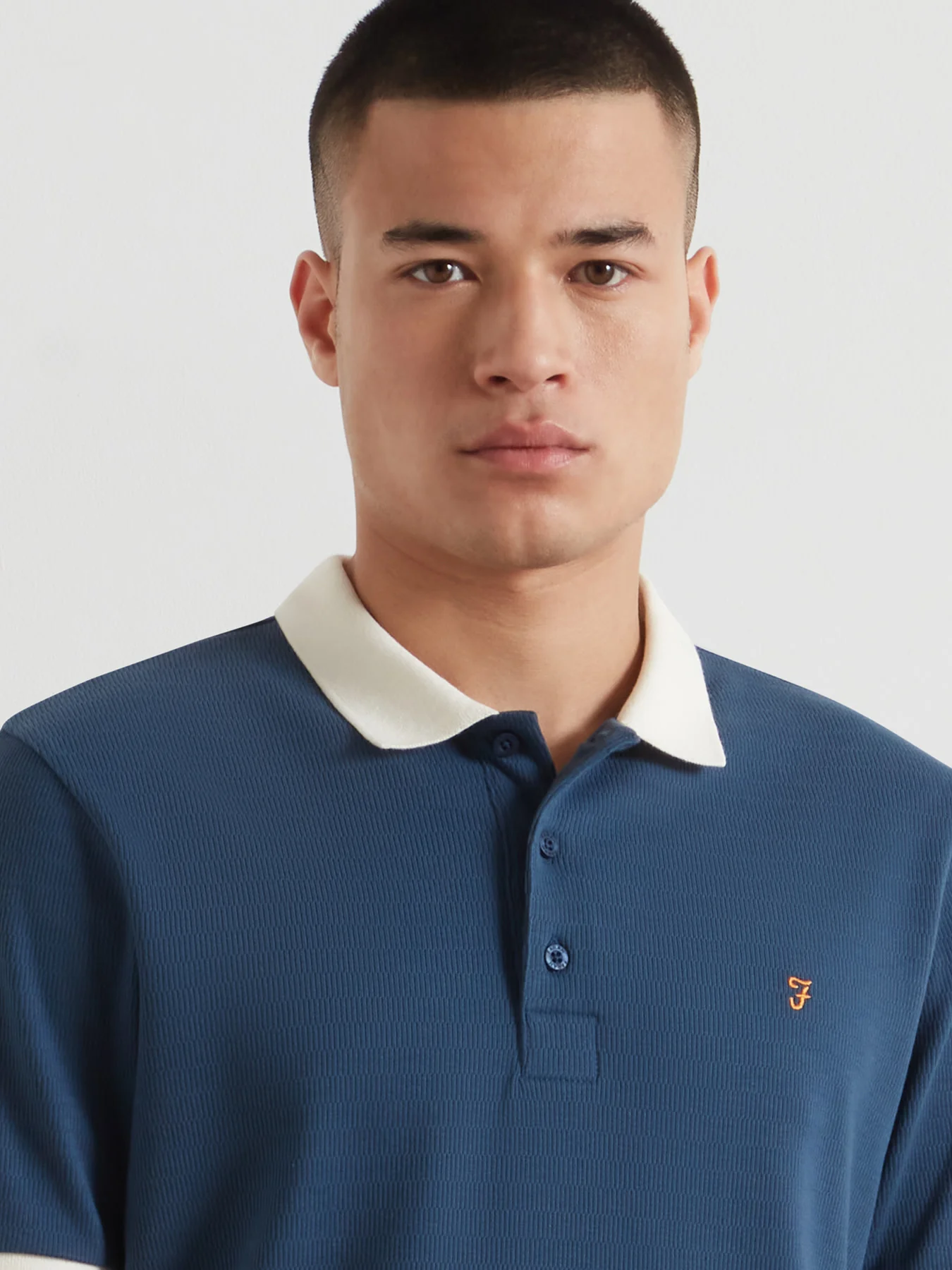 Clement Textured Polo Shirt In Aegean Blue - Image 4