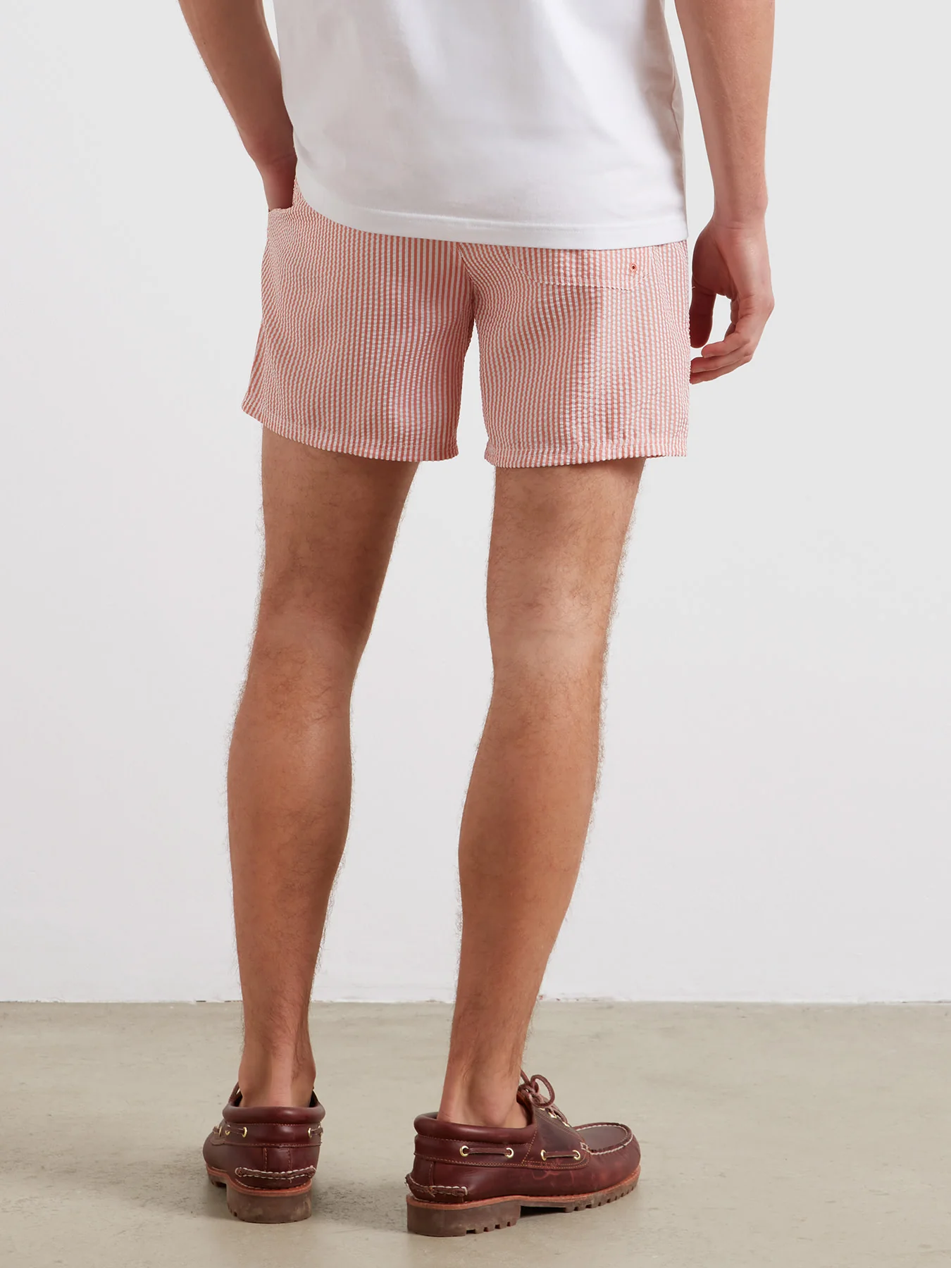 Colbert Seersucker Stripe Swim Shorts In Coral Reef - Image 3