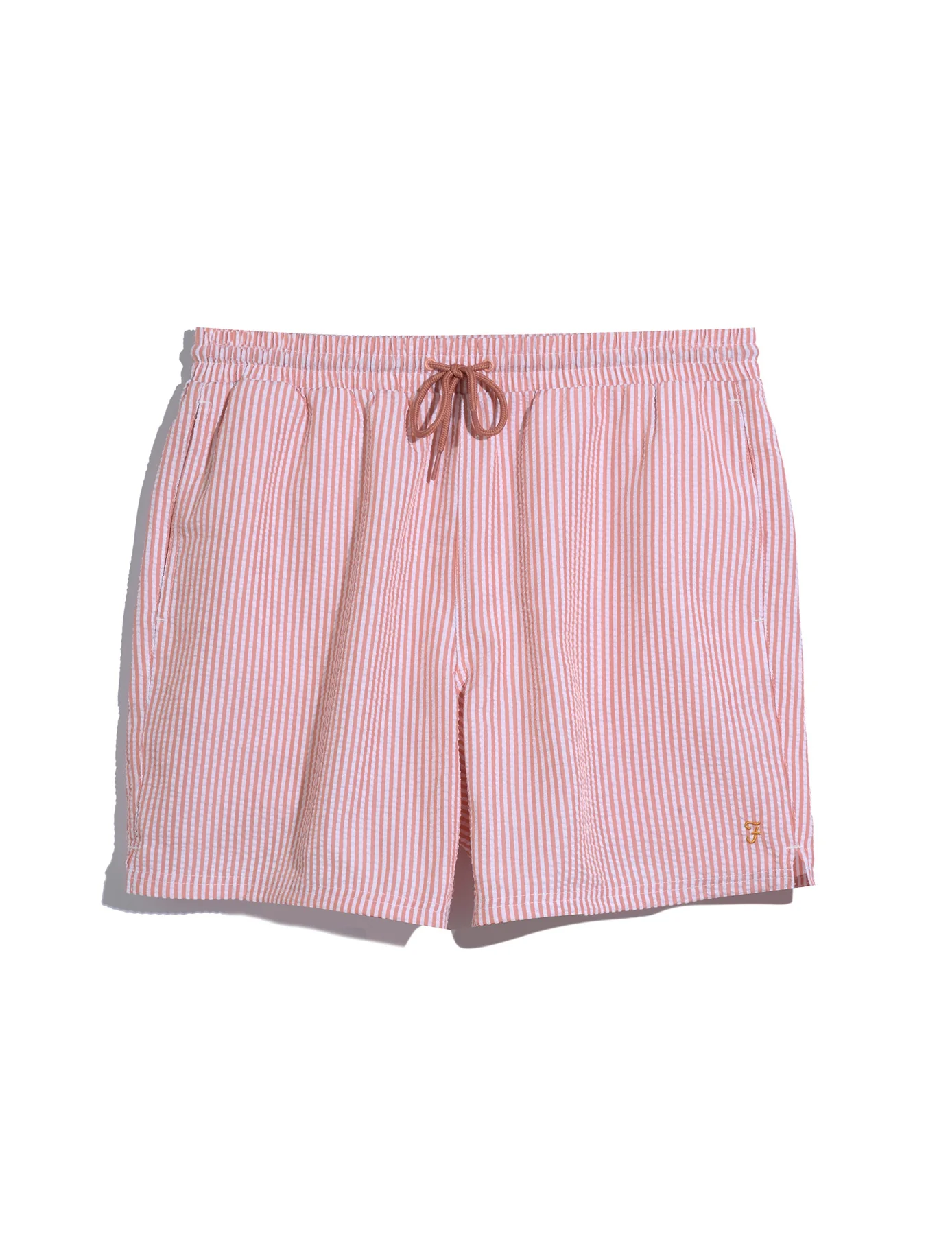 Colbert Seersucker Stripe Swim Shorts In Coral Reef - Image 6