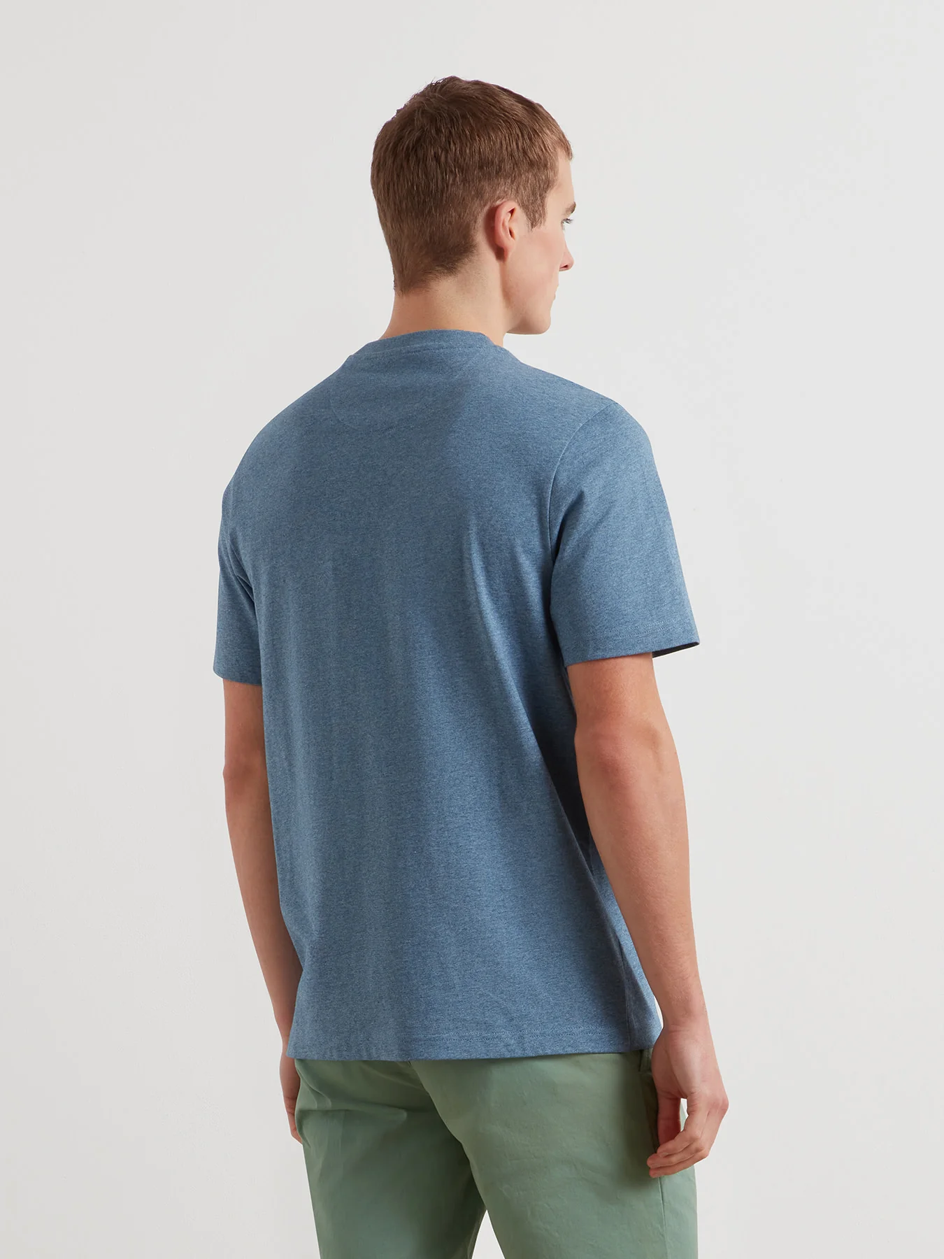 Danny Regular Fit Organic Cotton T-Shirt In Blue Tide Marl - Image 3