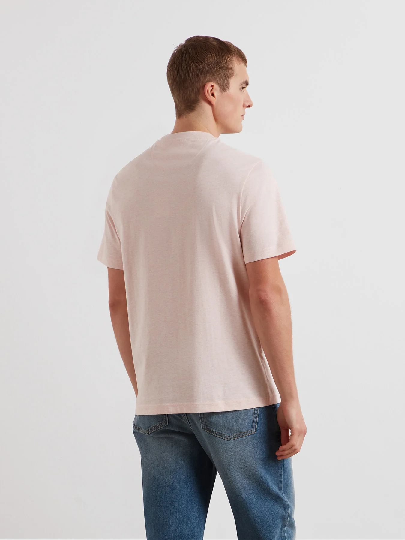 Danny Regular Fit Organic Cotton T-Shirt In Floral Pink Marl - Image 3