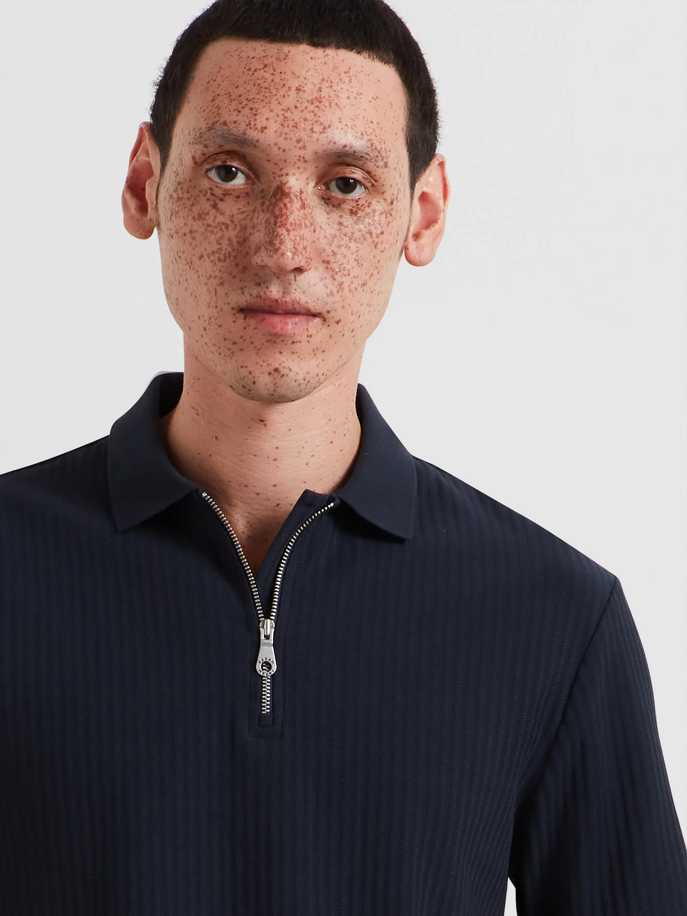 Dobson Zipped Polo Shirt In True Navy