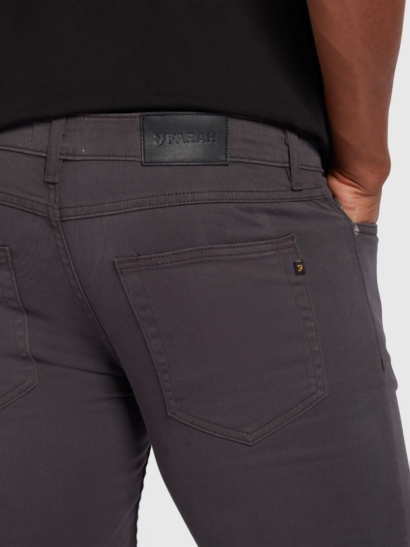 Drake Skinny Fit Cotton Twill Trousers In Charcoal - Image 3
