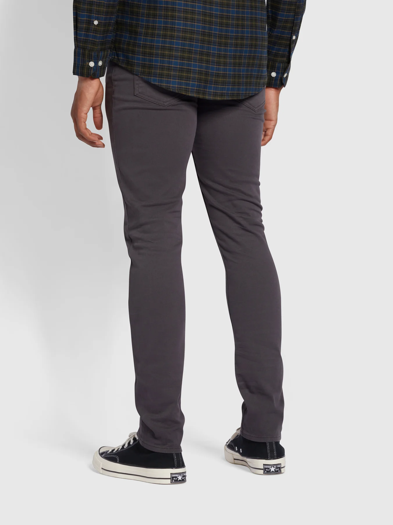 Drake Skinny Fit Cotton Twill Trousers In Charcoal - Image 4