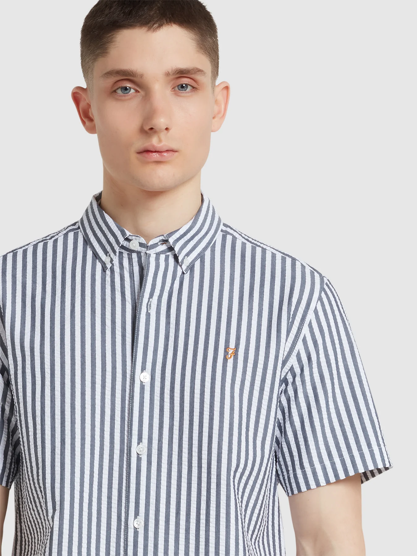 Edson Short Sleeve Button Down Shirt In True Navy - Image 4