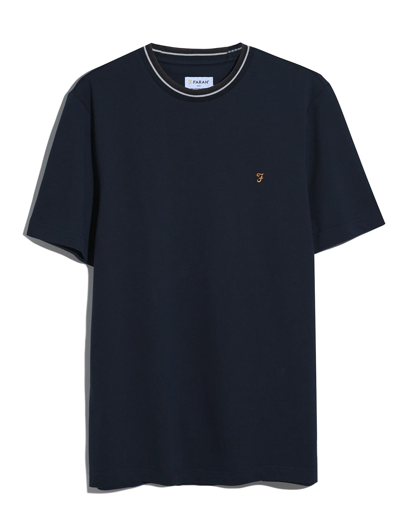 Elton Tipped Pique T-Shirt In True Navy - Image 5