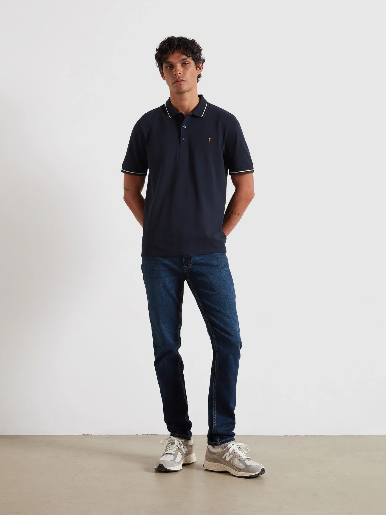 Elton Tipped Polo Shirt In True Navy - Image 2