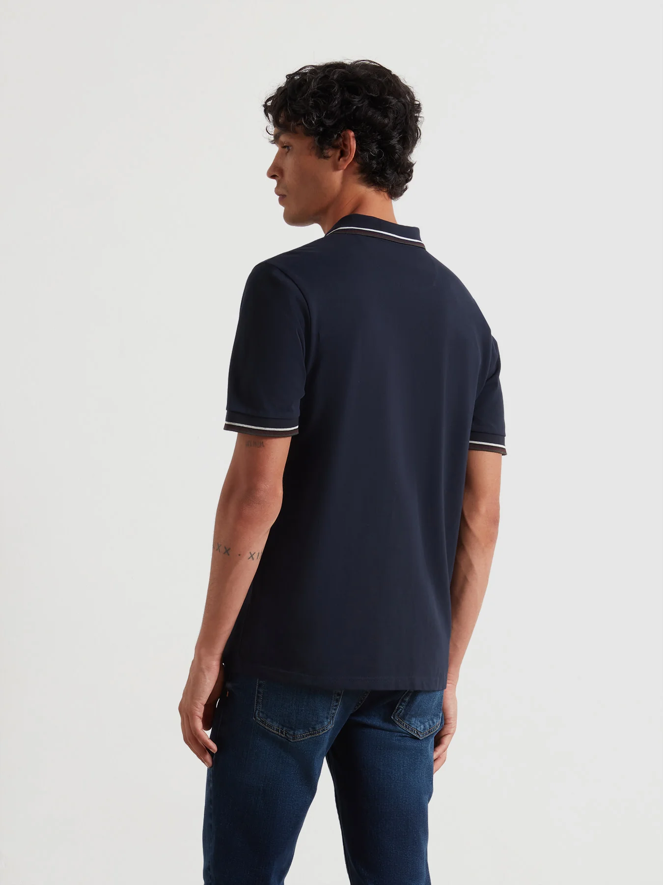 Elton Tipped Polo Shirt In True Navy - Image 3