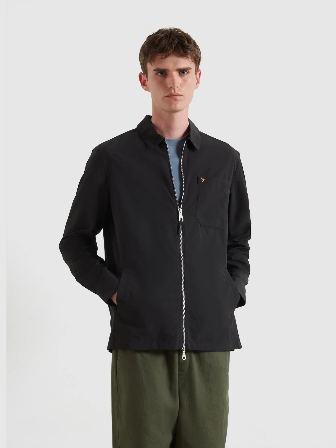 Fintoni Zipped Overshirt In Black
