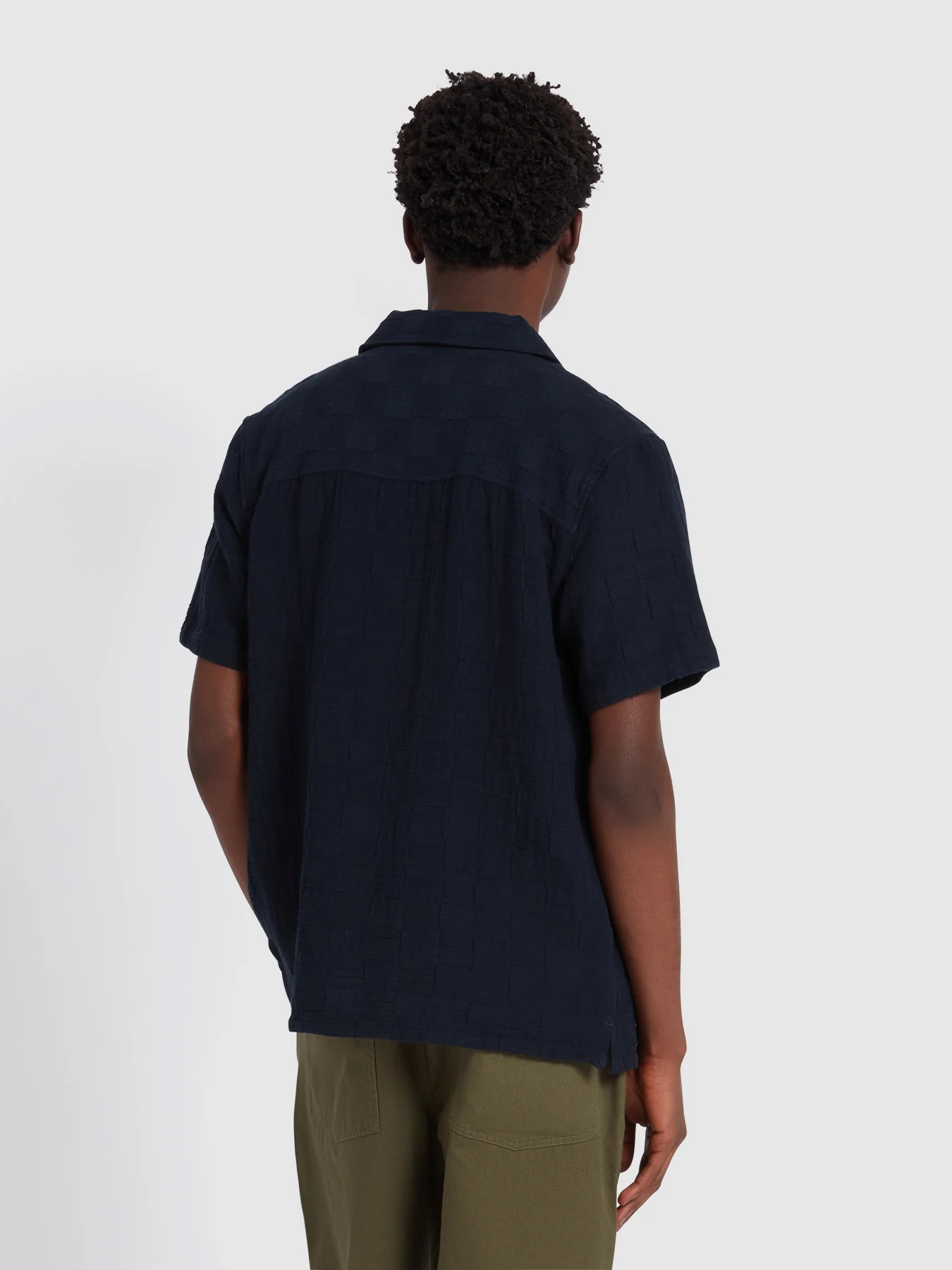 Fleet Short Sleeve Check Shirt In True Navy - Image 3