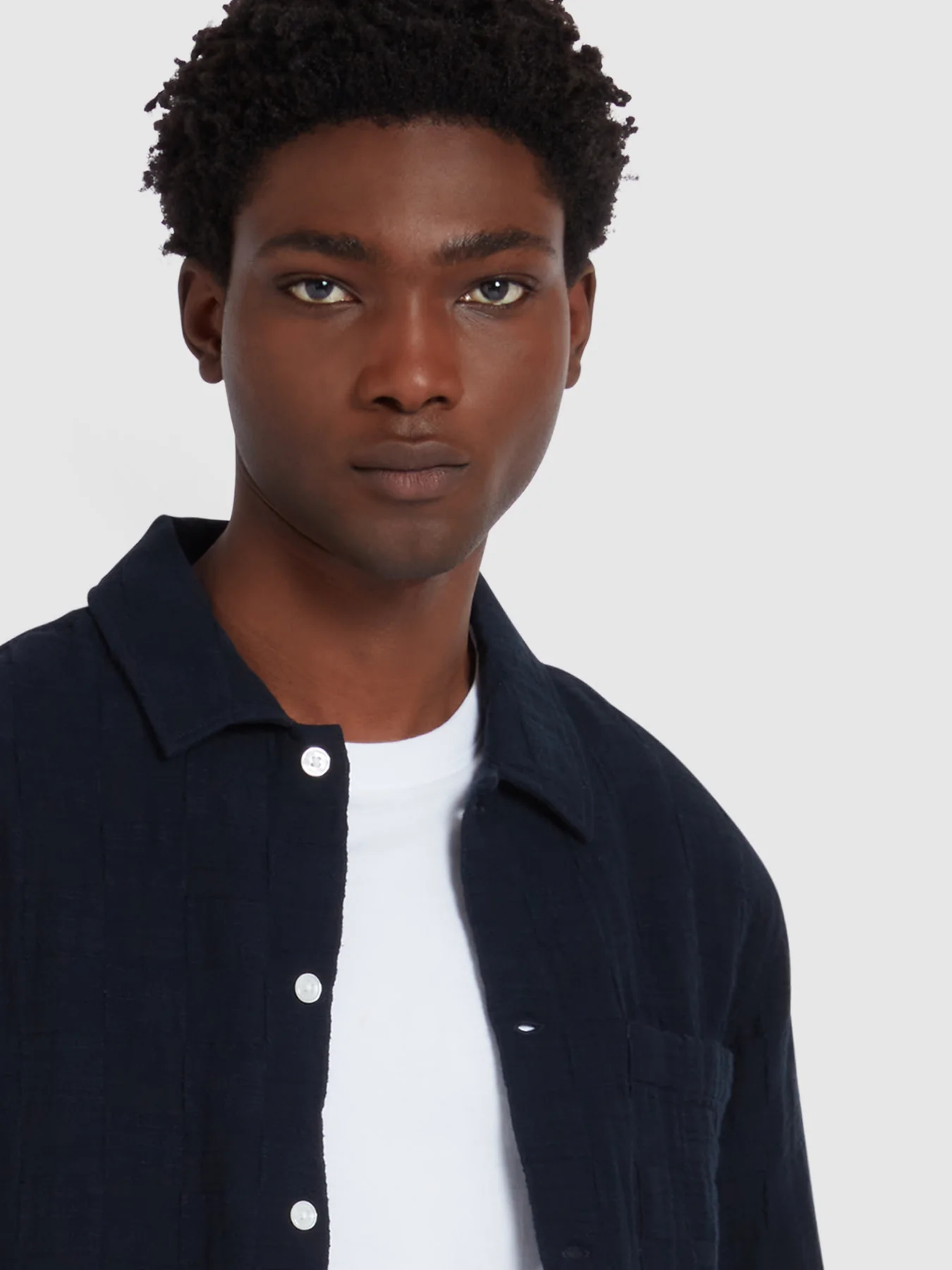 Fleet Short Sleeve Check Shirt In True Navy - Image 4