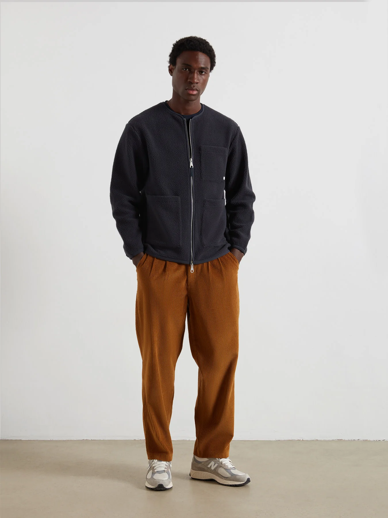 Fletcher Zip Through Fleece In True Navy - Image 2
