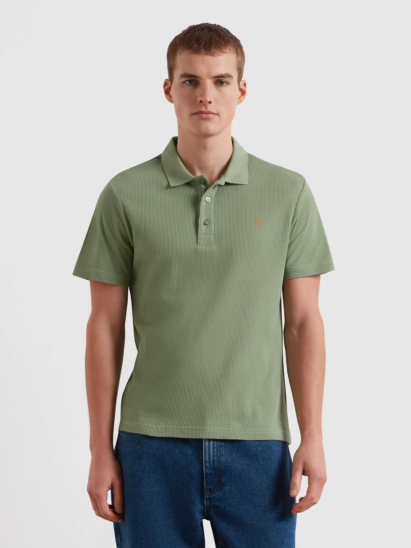Forster Textured Polo Shirt In Farah Jade
