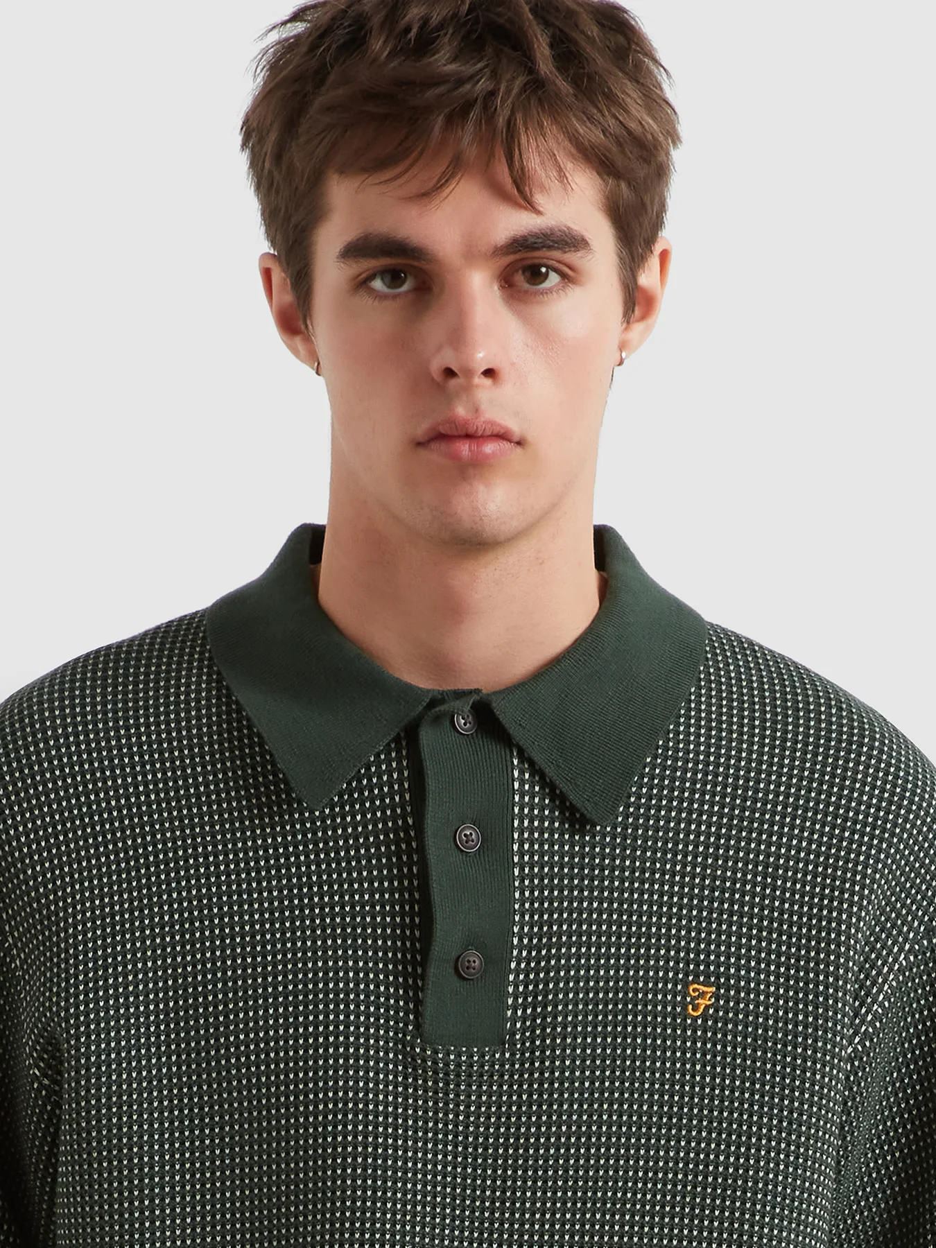 Gateacre Knitted Long Sleeve Polo Shirt In Poplar Green - Image 4
