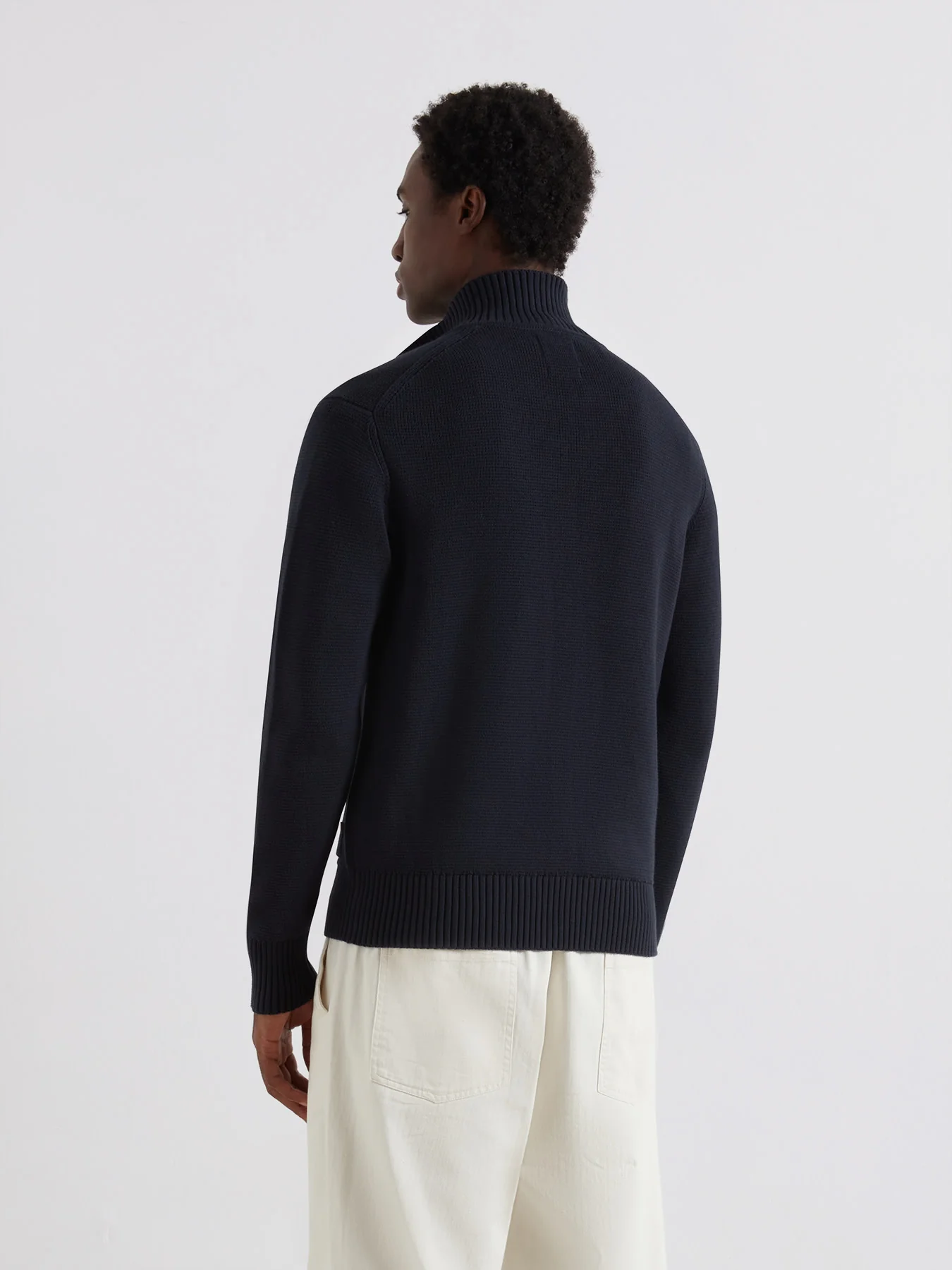 Geller Zipped Cardigan In True Navy - Image 3