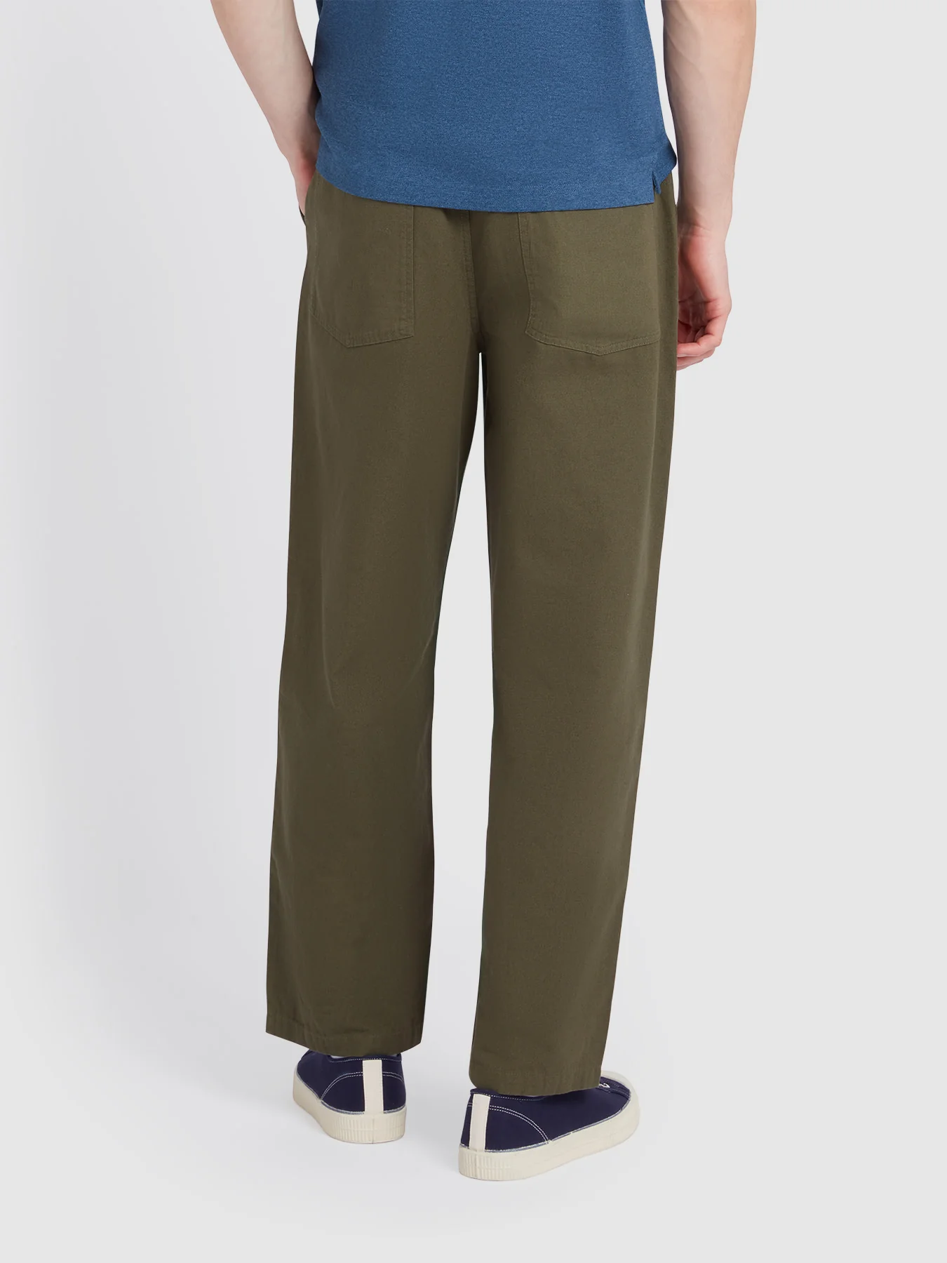 Greenport Loose Fit Canvas Trousers In Olive Green - Image 3