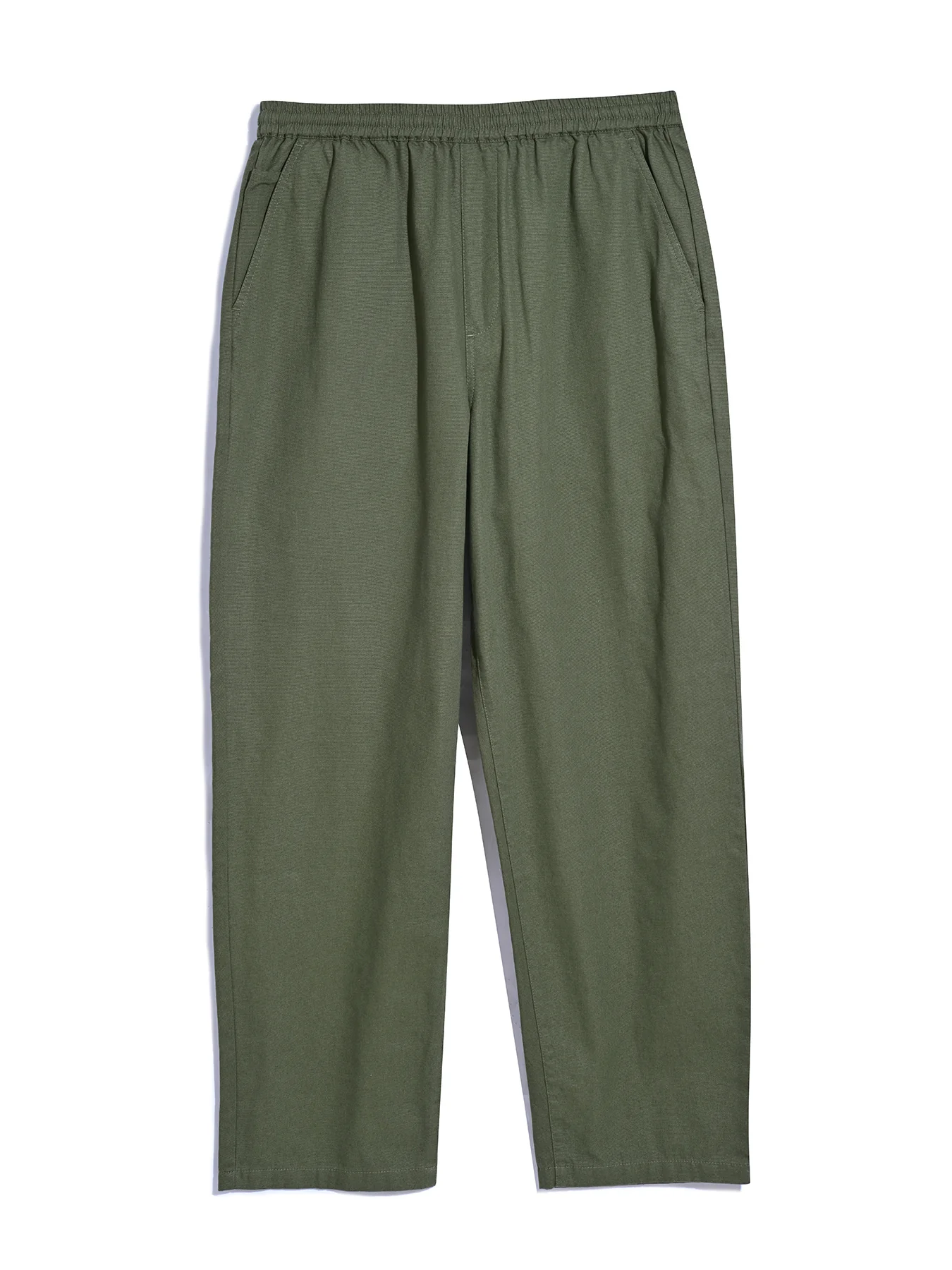 Greenport Loose Fit Canvas Trousers In Olive Green - Image 5
