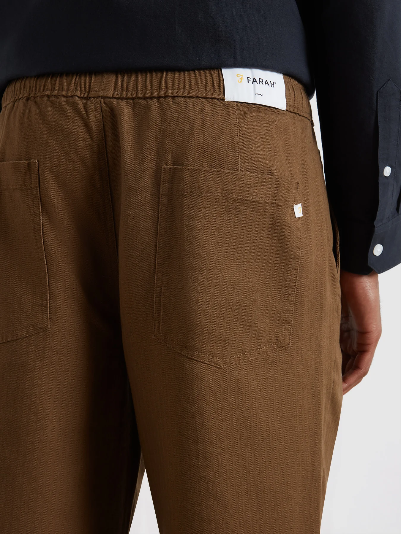 Greenport Loose Fit Herringbone Trousers In Clove Brown - Image 4