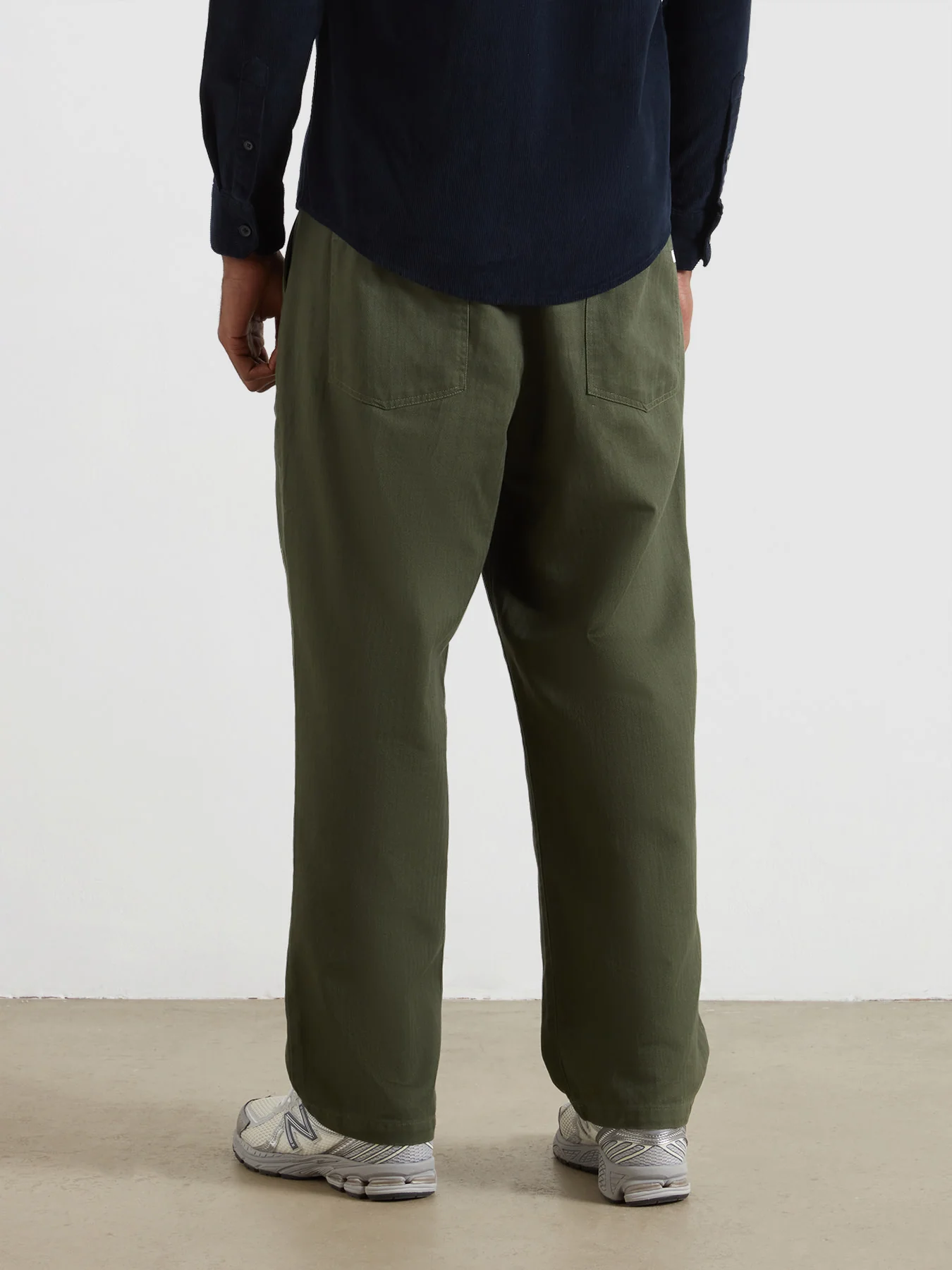 Greenport Loose Fit Herringbone Trousers In Rosemary - Image 3