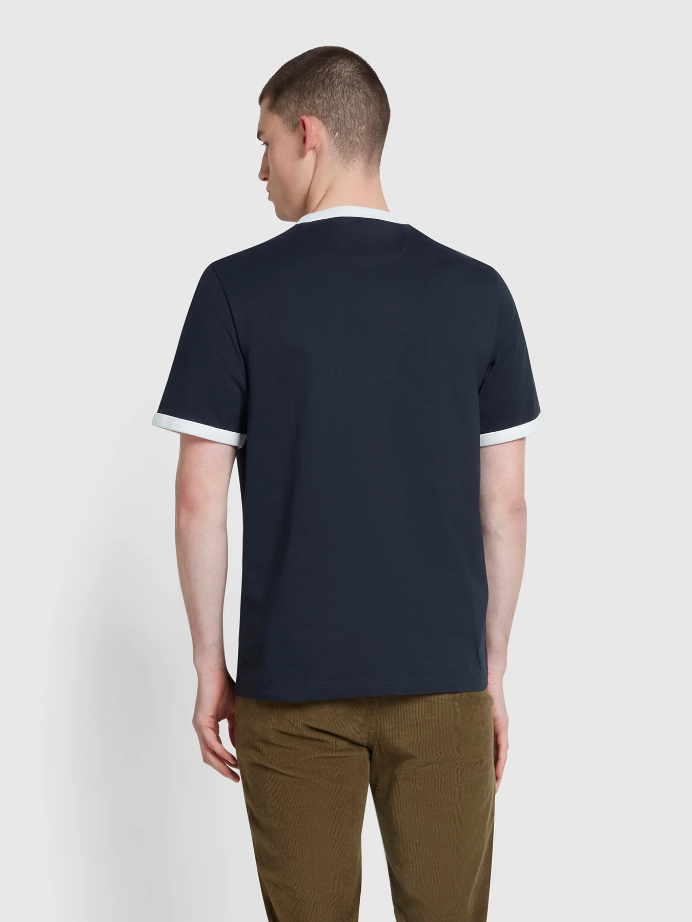 Groves Regular Fit Ringer T-Shirt In True Navy - Image 3