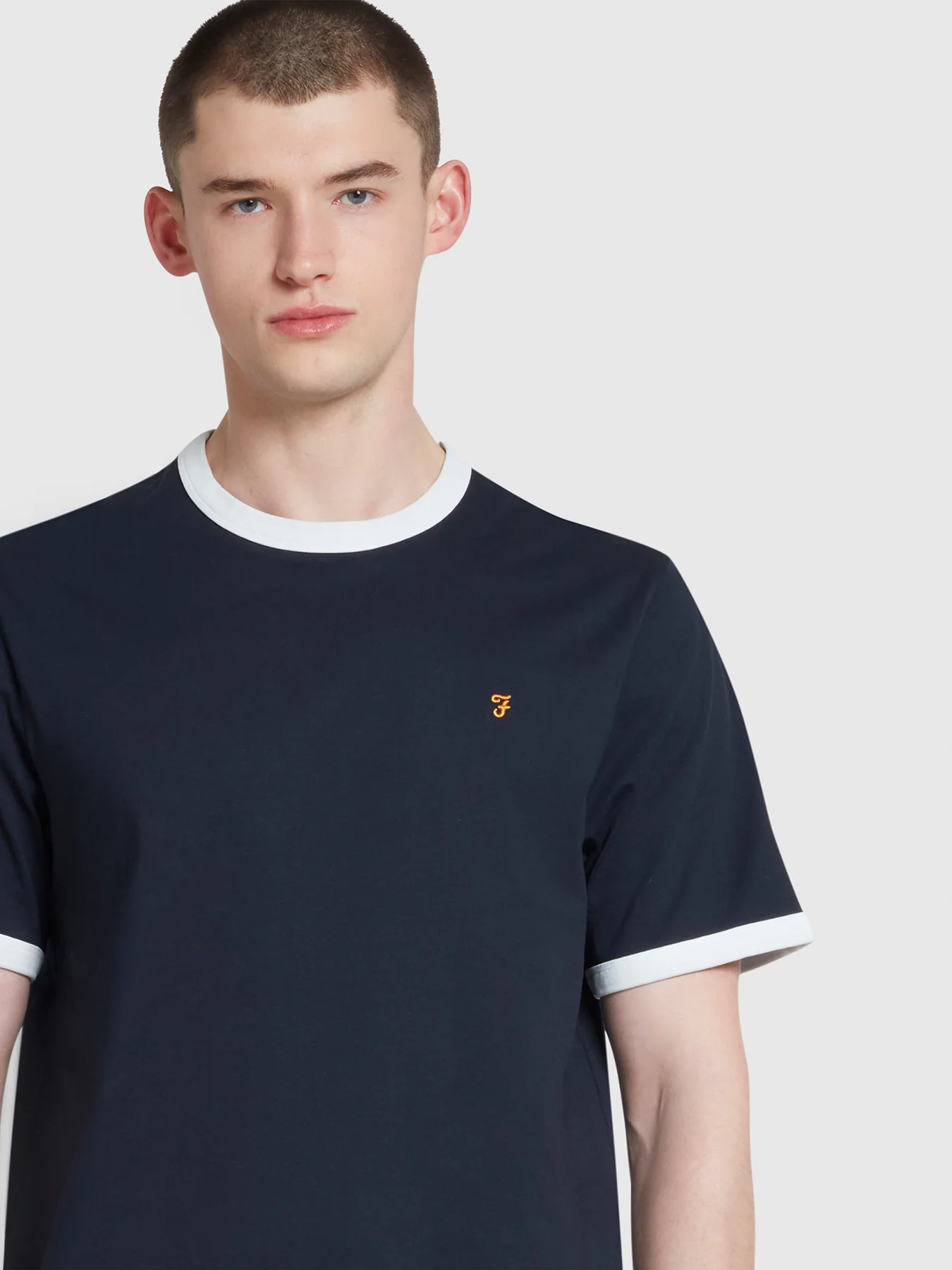 Groves Regular Fit Ringer T-Shirt In True Navy - Image 4