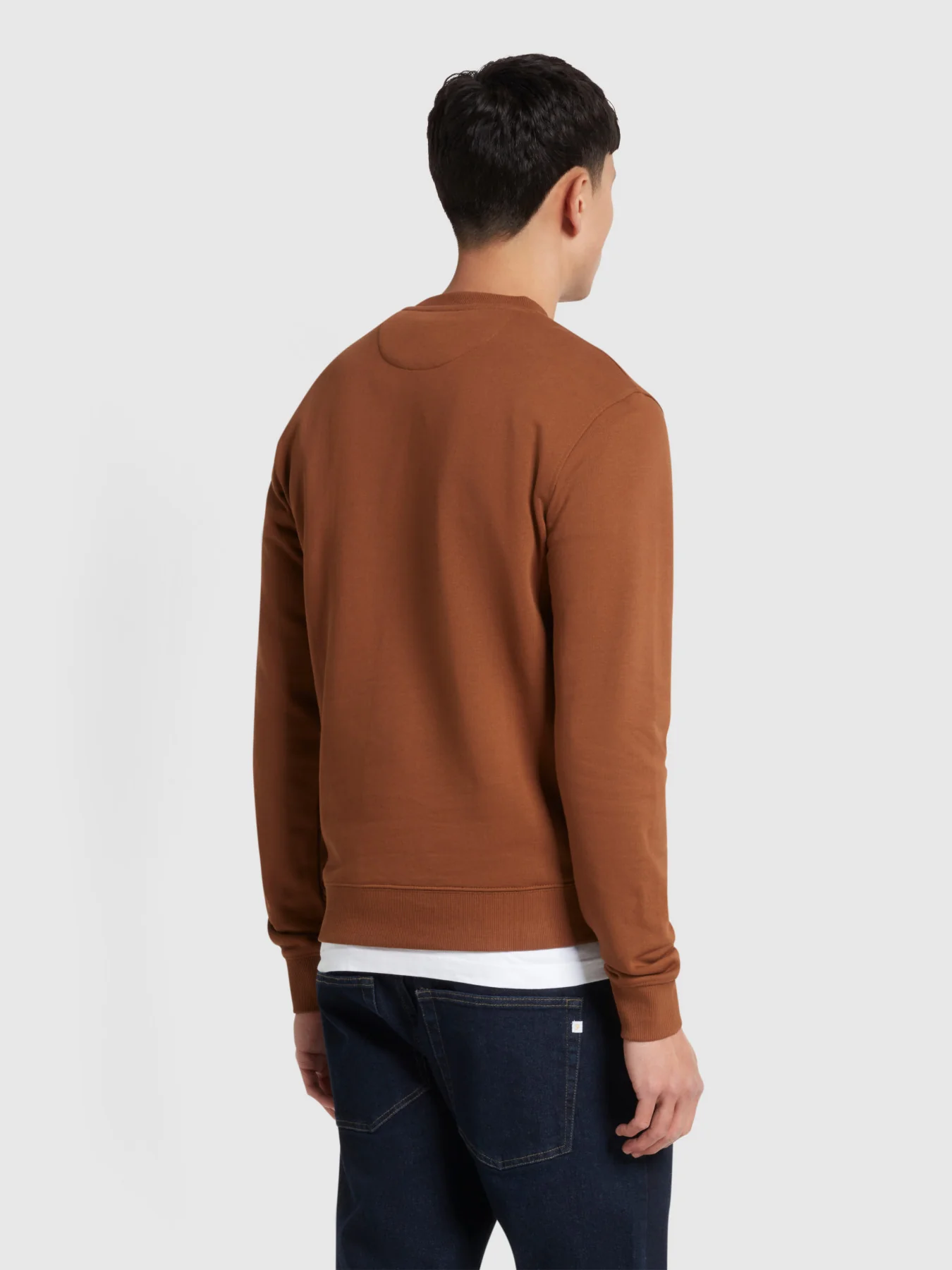 Hanbury Crew Neck Sweatshirt In Golden Brown - Image 3