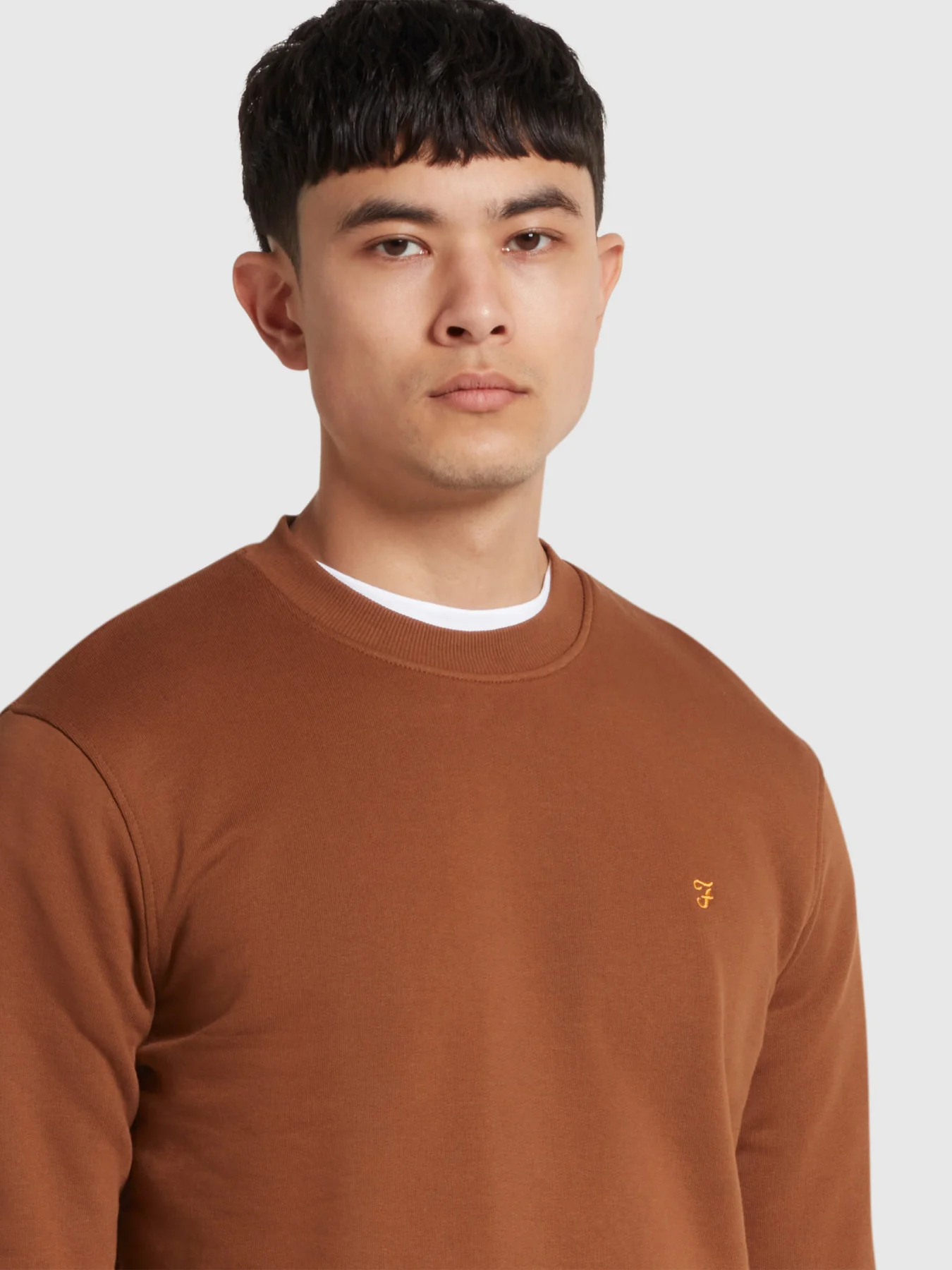 Hanbury Crew Neck Sweatshirt In Golden Brown - Image 4