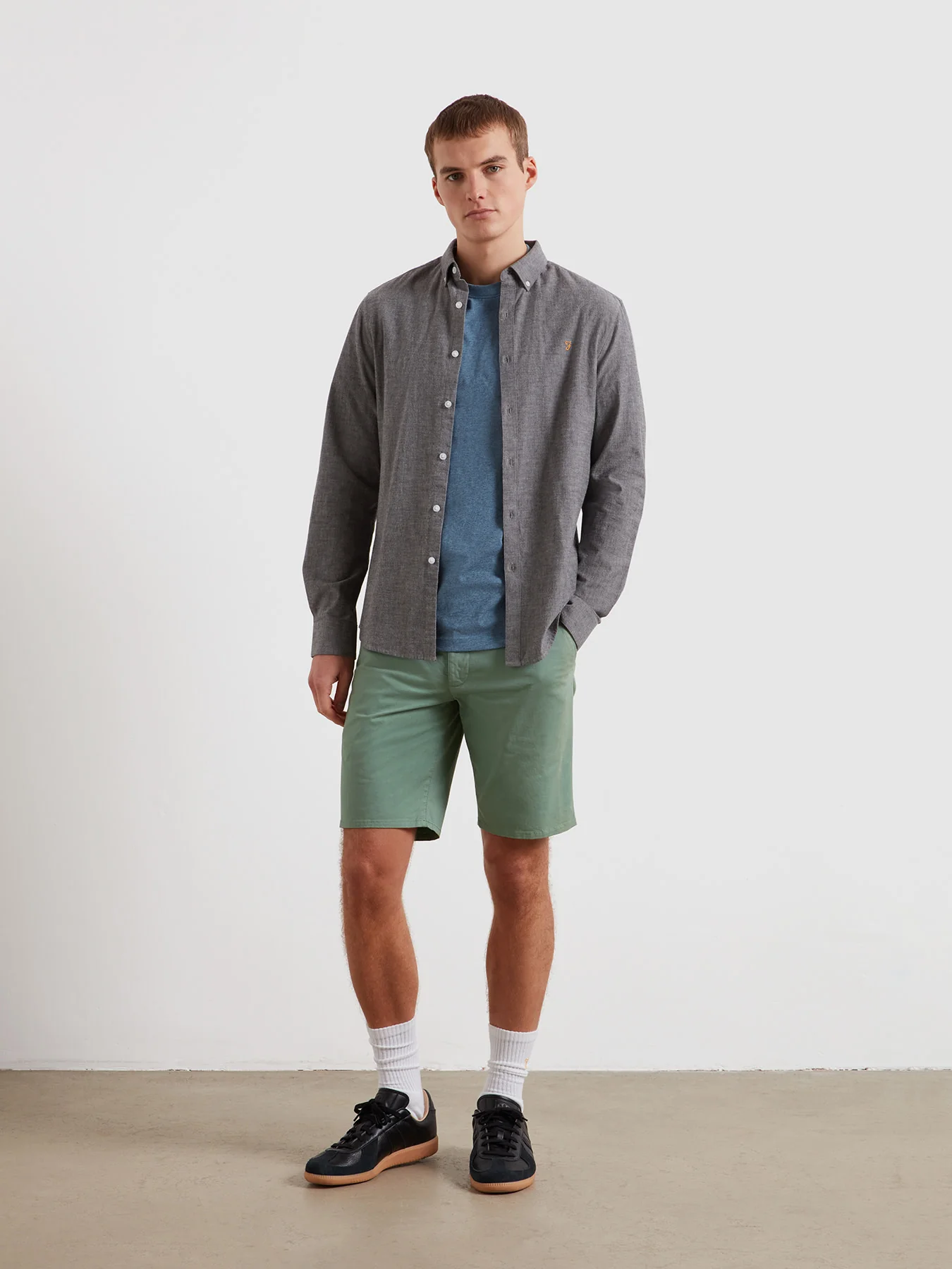 Hawk Garment Dyed Twill Shorts In Farah Jade - Image 5