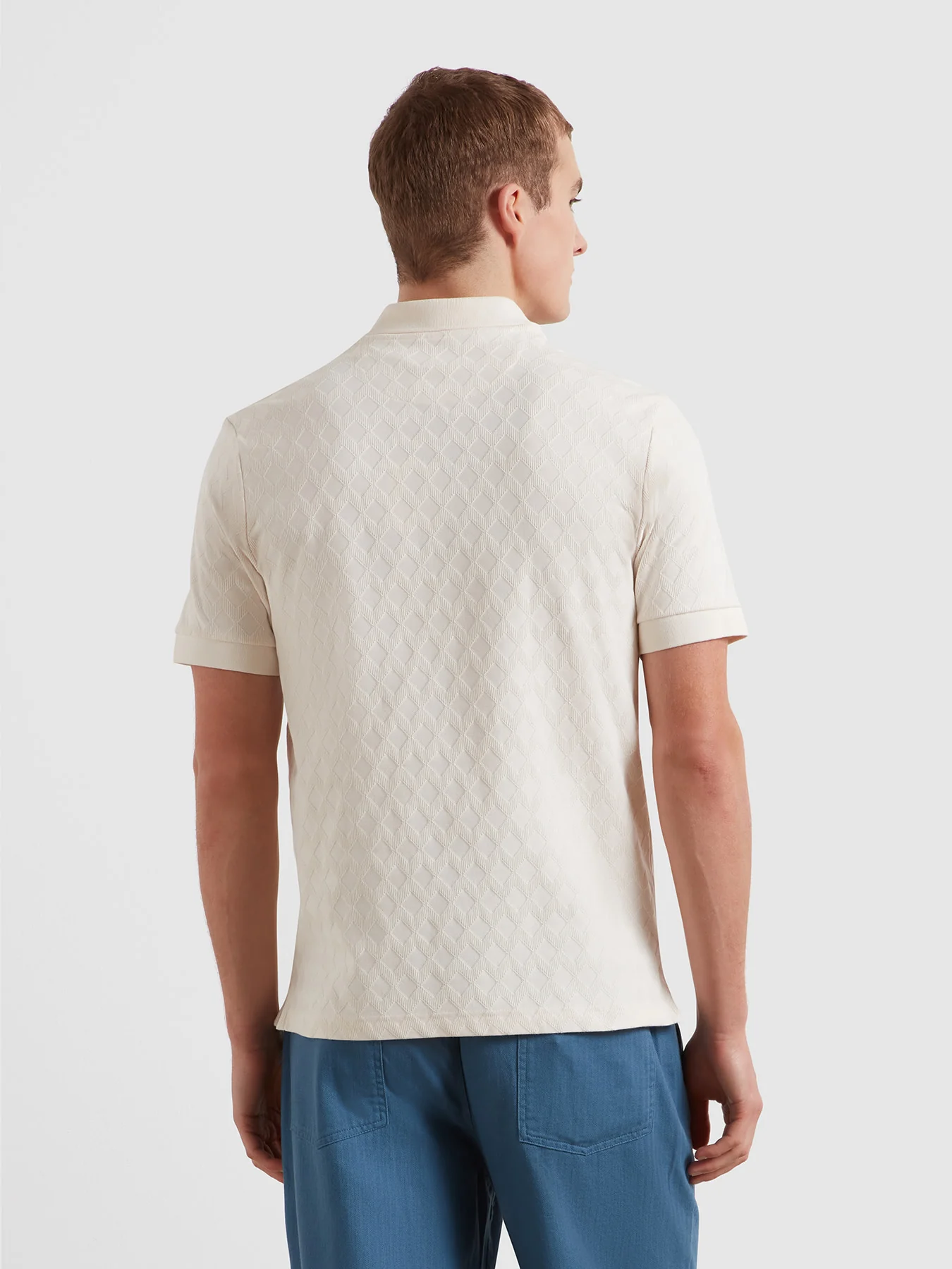 Horace Jacquard Polo Shirt In Ecru - Image 3