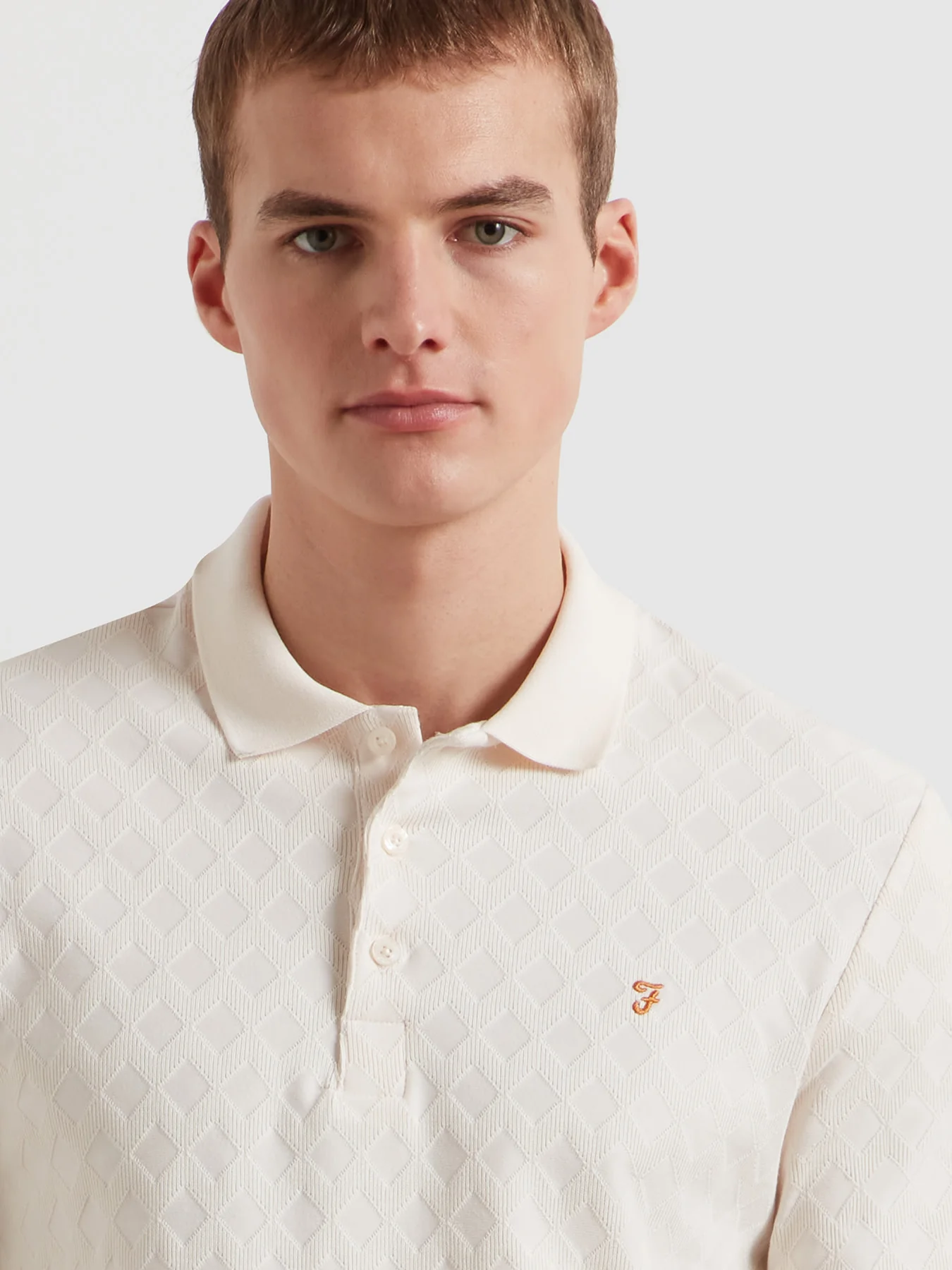 Horace Jacquard Polo Shirt In Ecru - Image 4