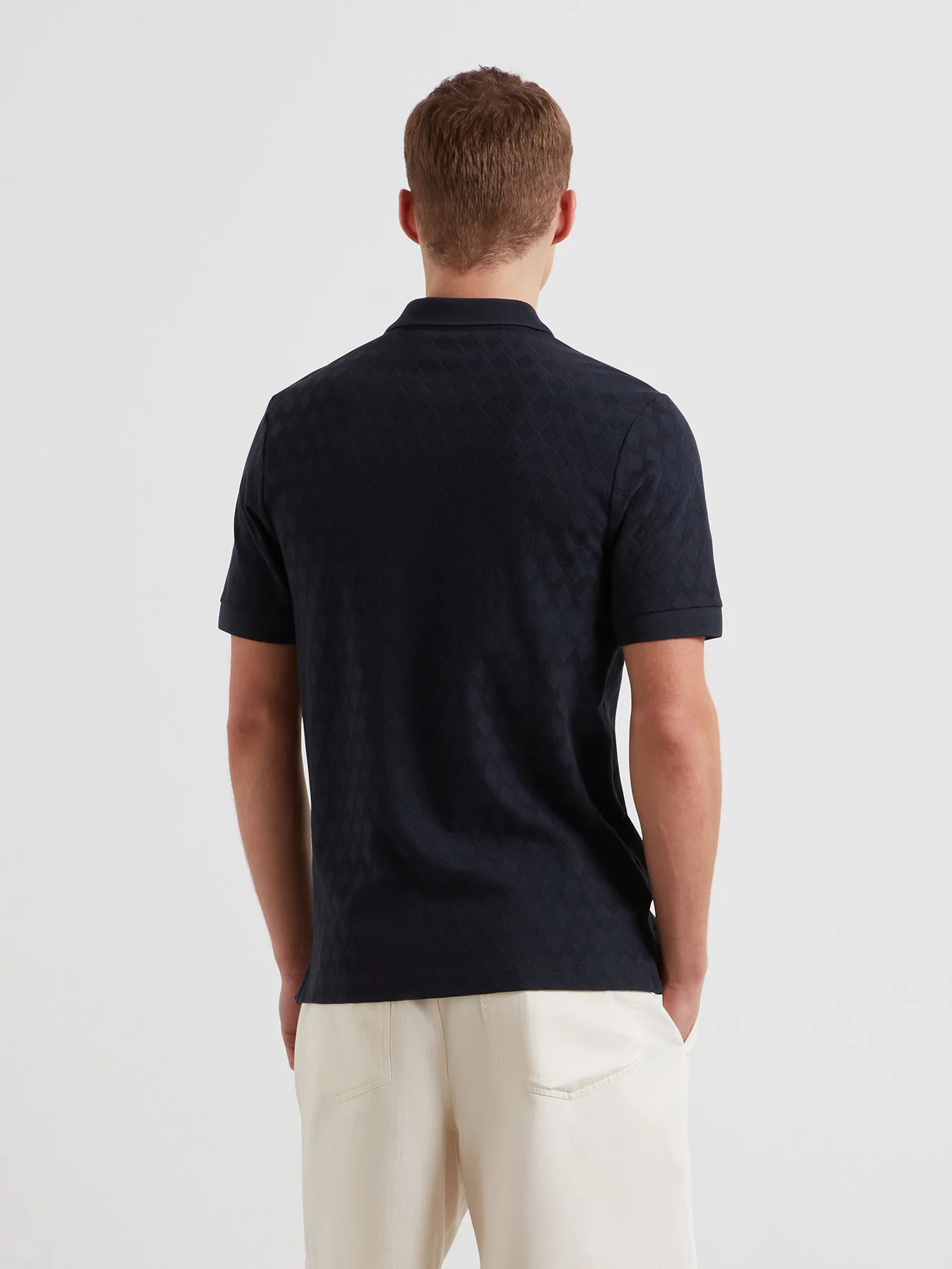 Horace Jacquard Polo Shirt In True Navy - Image 3