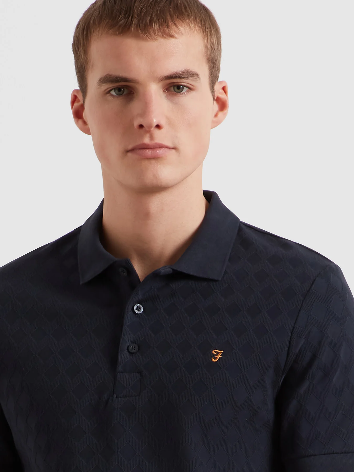 Horace Jacquard Polo Shirt In True Navy - Image 4