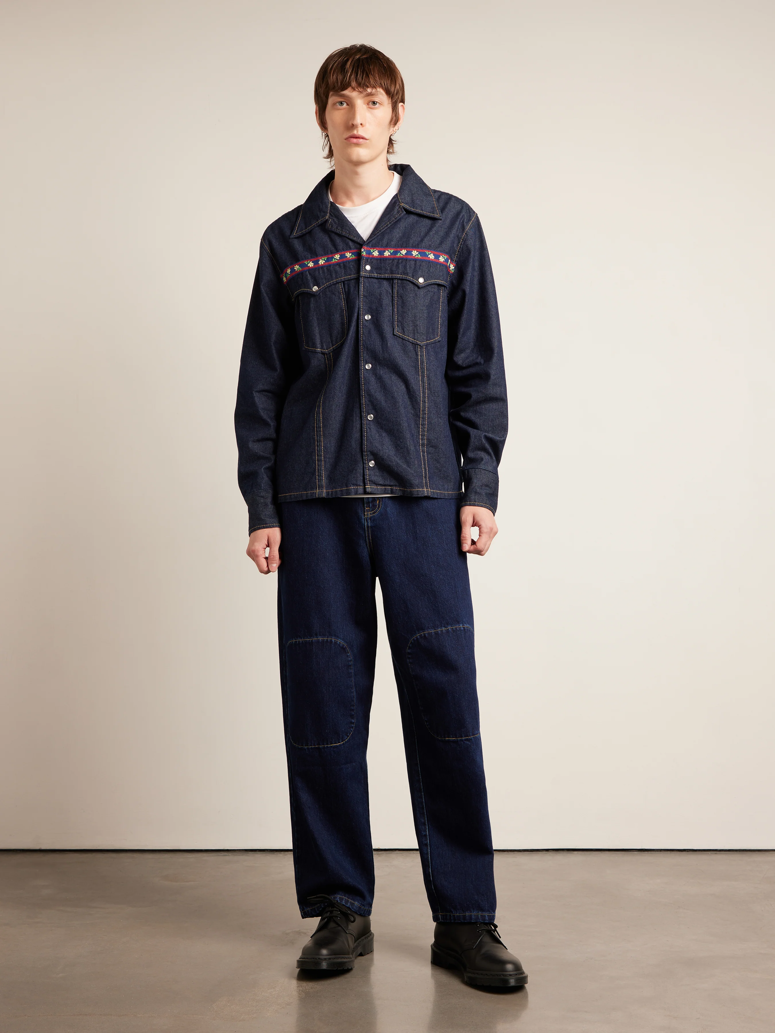 Isidro Archive Denim Shirt In Mid Denim - Image 2