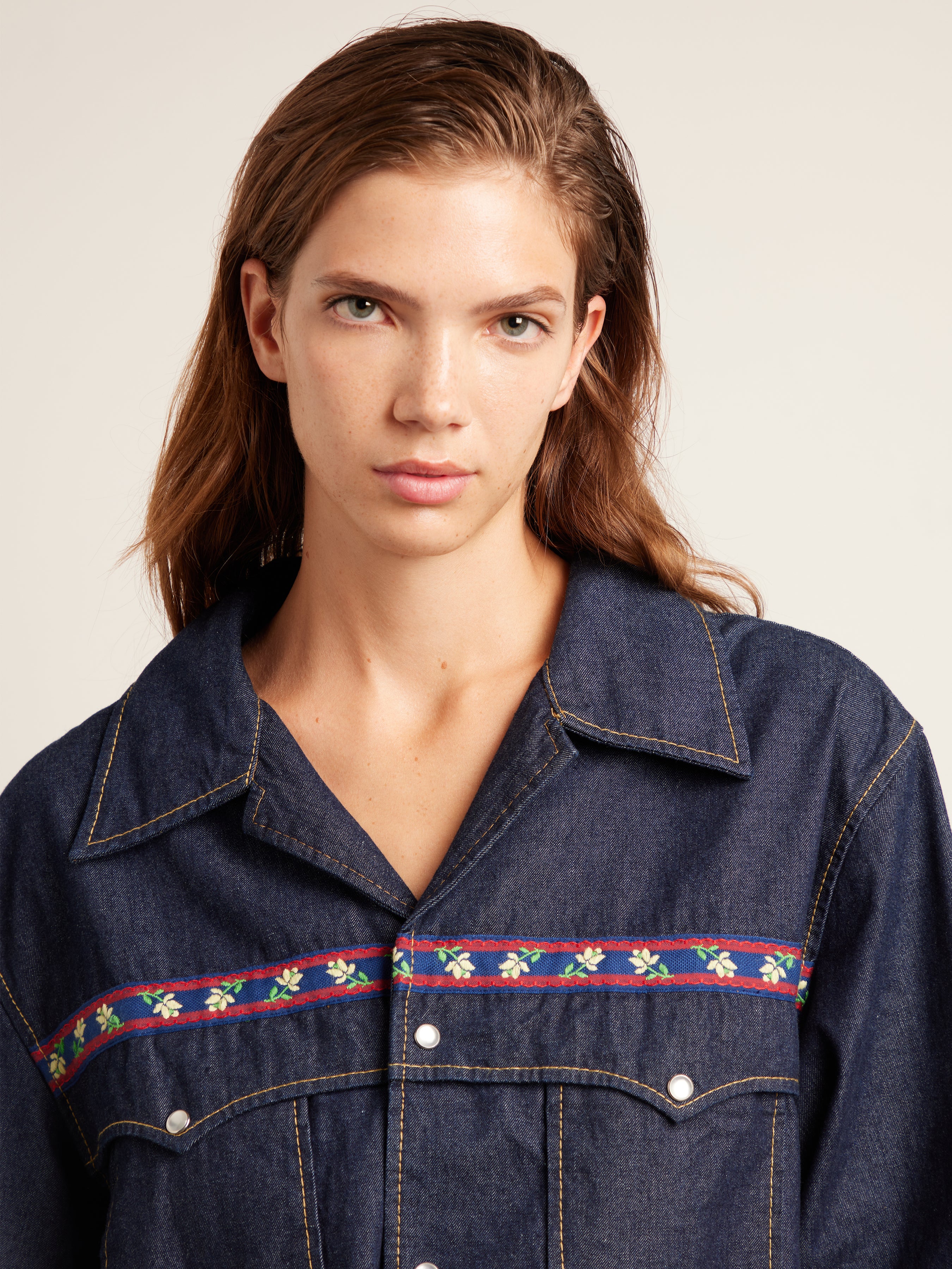 Isidro Archive Denim Shirt In Mid Denim - Image 8
