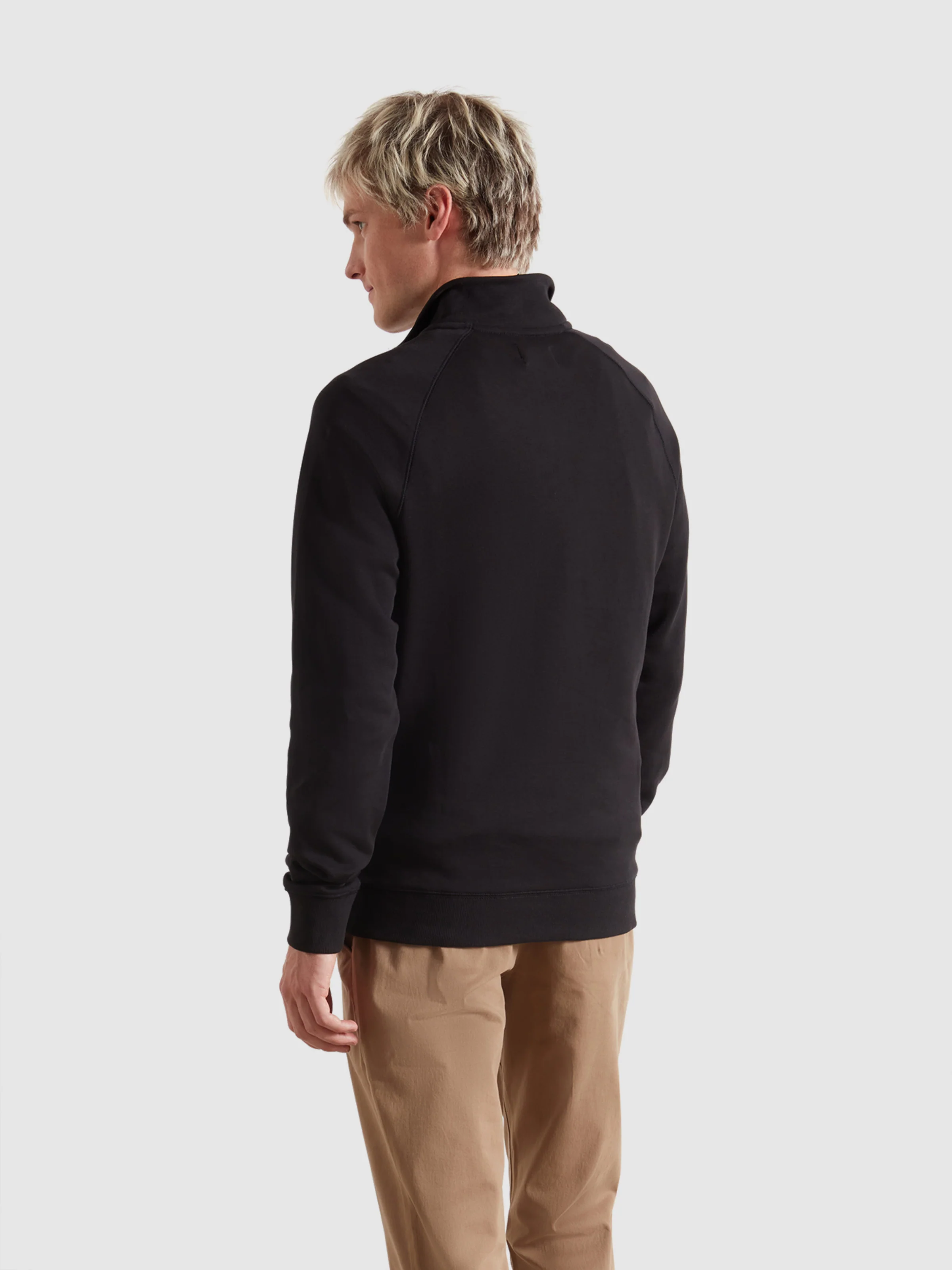 Jim Organic Cotton Quarter Zip Sweatshirt In Black - Image 3