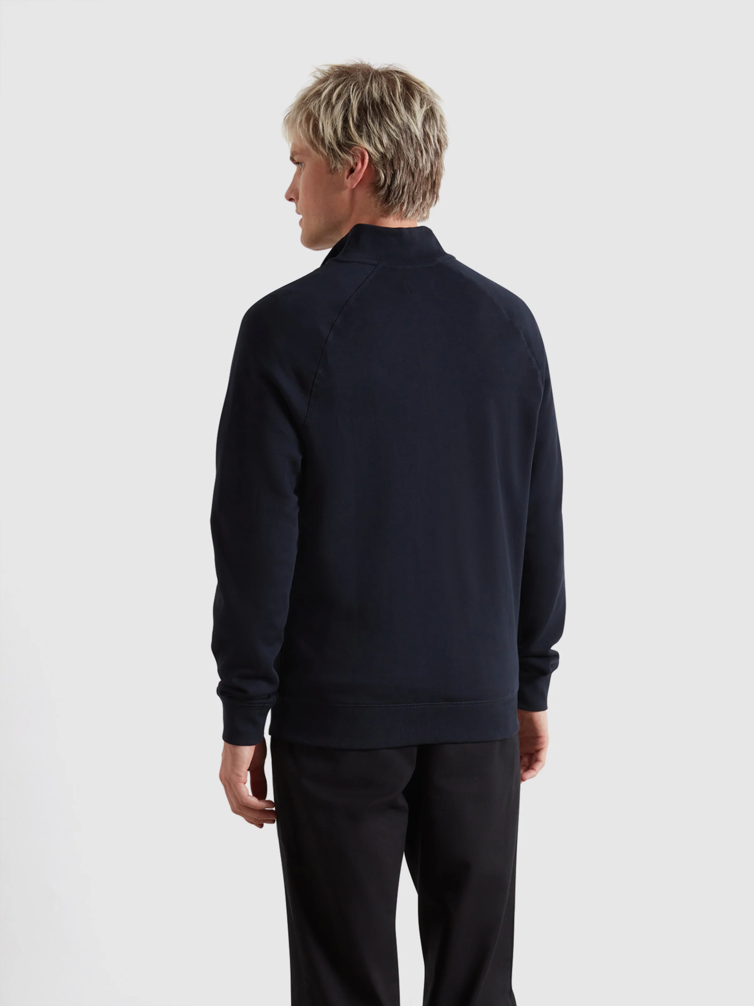 Jim Organic Cotton Quarter Zip Sweatshirt In True Navy - Image 3